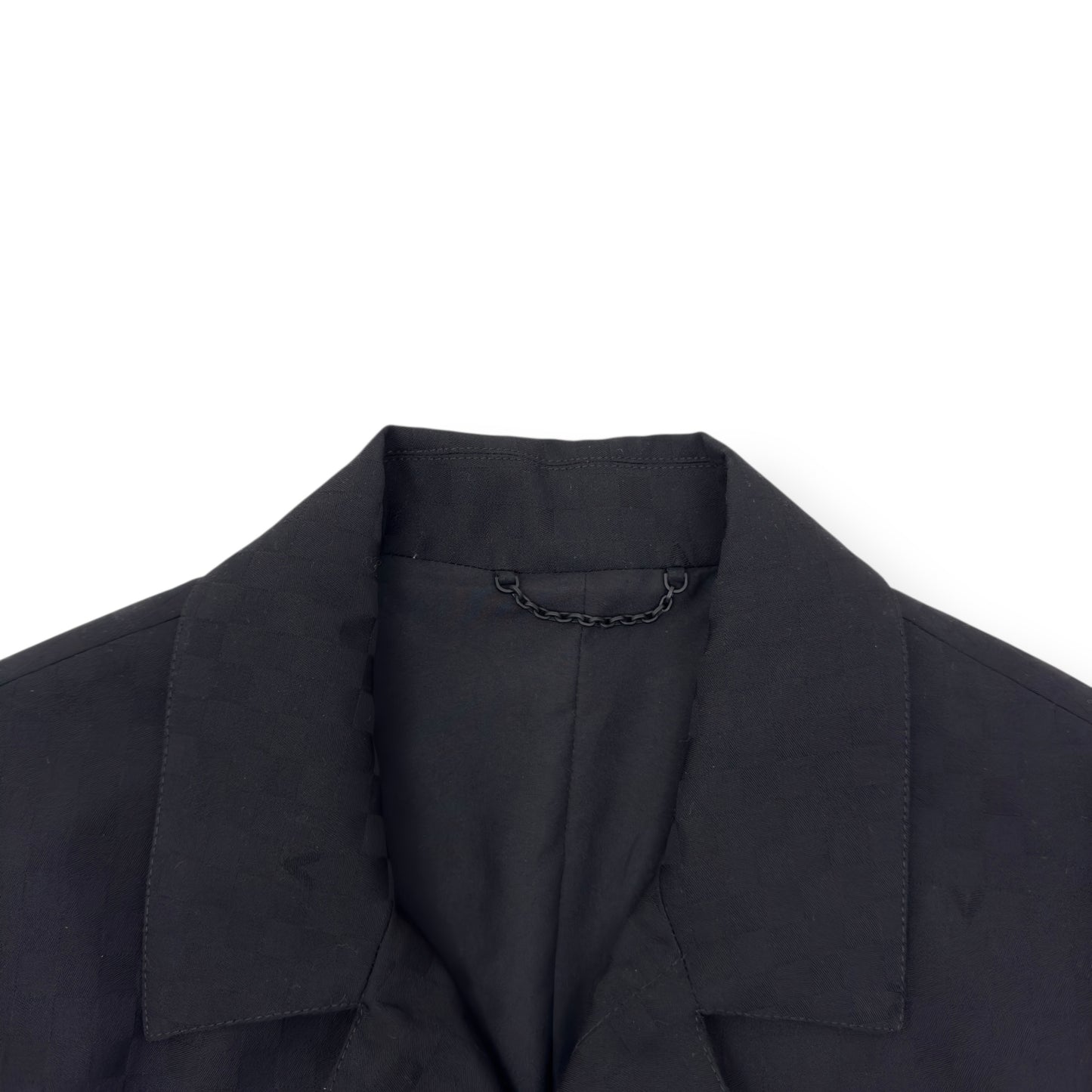 LOUIS VUITTON DAMIER OPEN COLLAR WOOL JACKET BLACK 48 / S