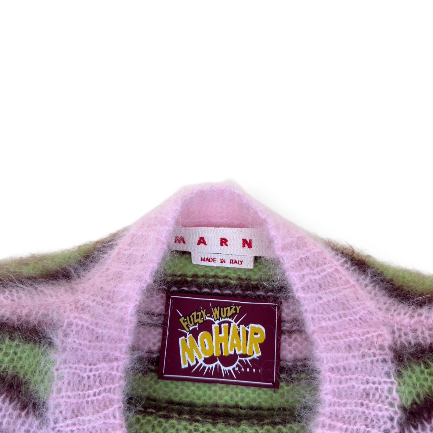 MARNI MOHAIR LONG SLEEVE SWEATER PINK / GREEN 52 / XL