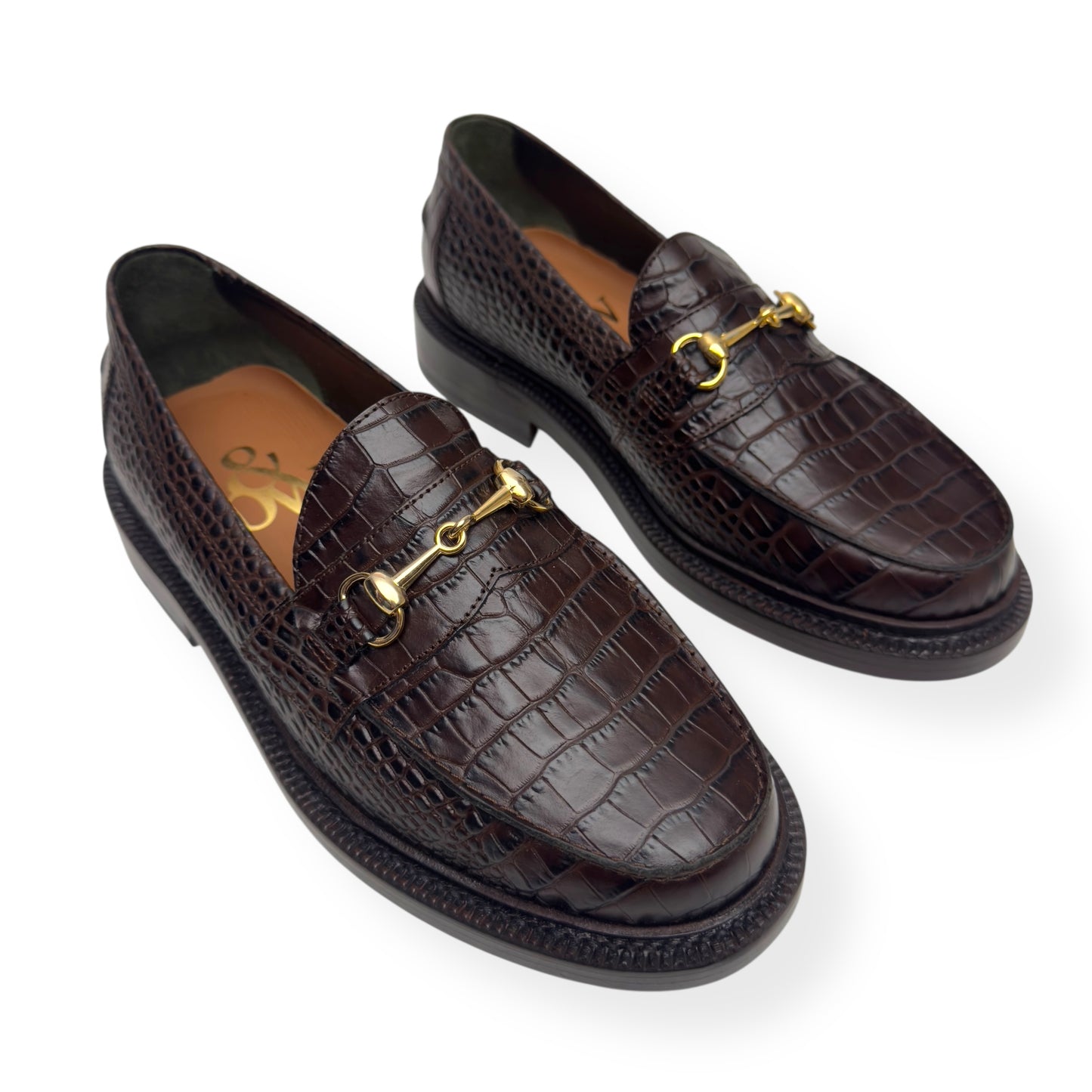 BLACKSTOCK & WEBER THE MASON HORSE BIT LOAFER WALNUT CROC  US6 / UK5