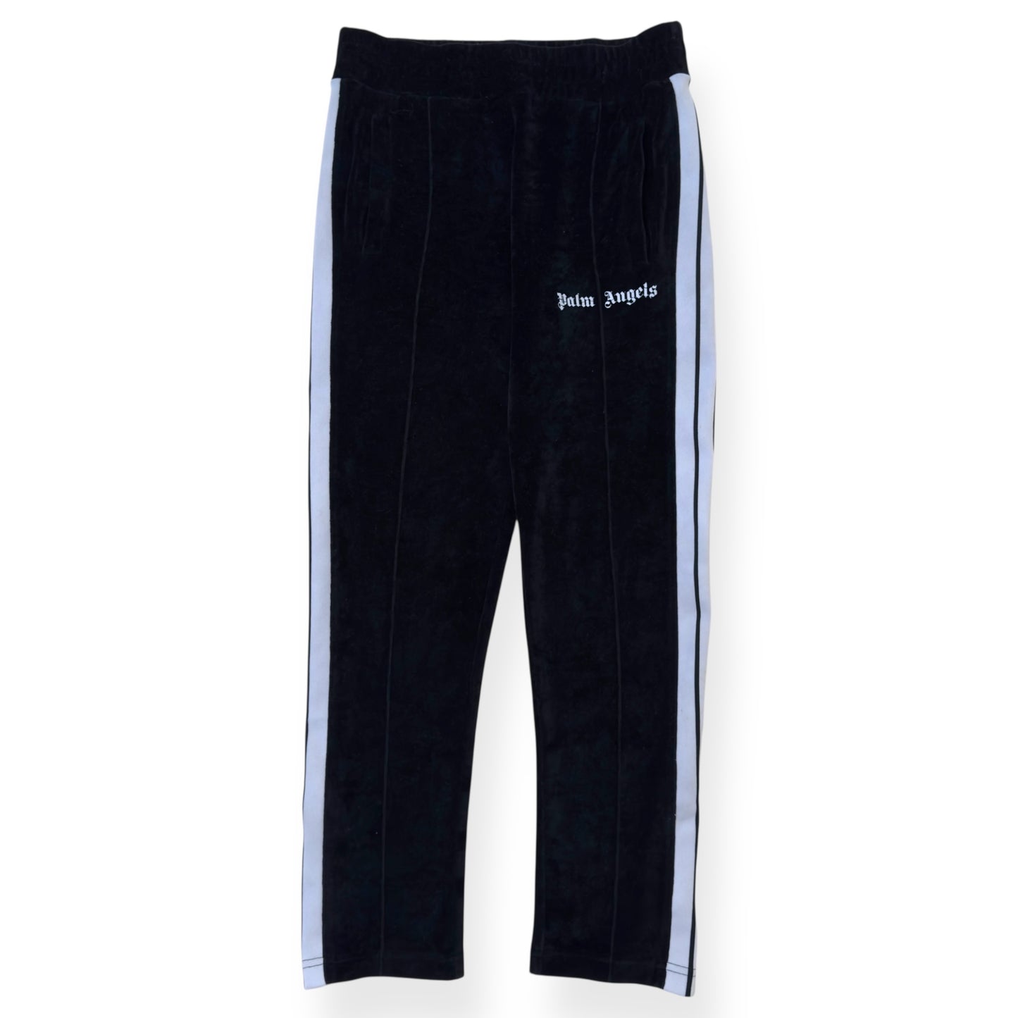 PALM ANGELS VELOUR TRACK PANTS BLACK / WHITE M
