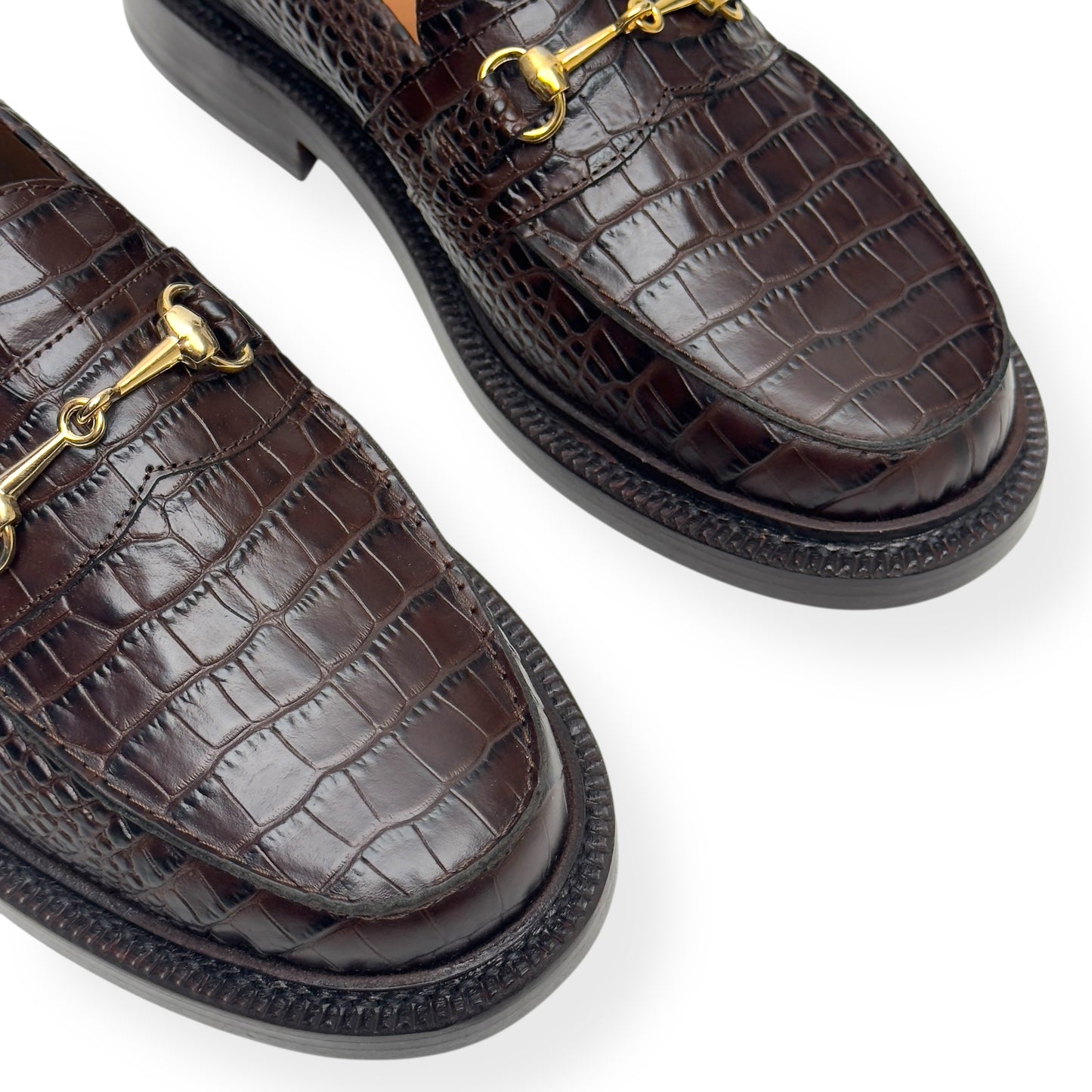 BLACKSTOCK & WEBER THE MASON HORSE BIT LOAFER WALNUT CROC  US6 / UK5