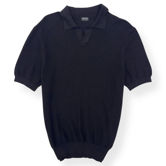 ZEGNA PREMIUM COTTON POLO SHIRT BLACK 50 / M