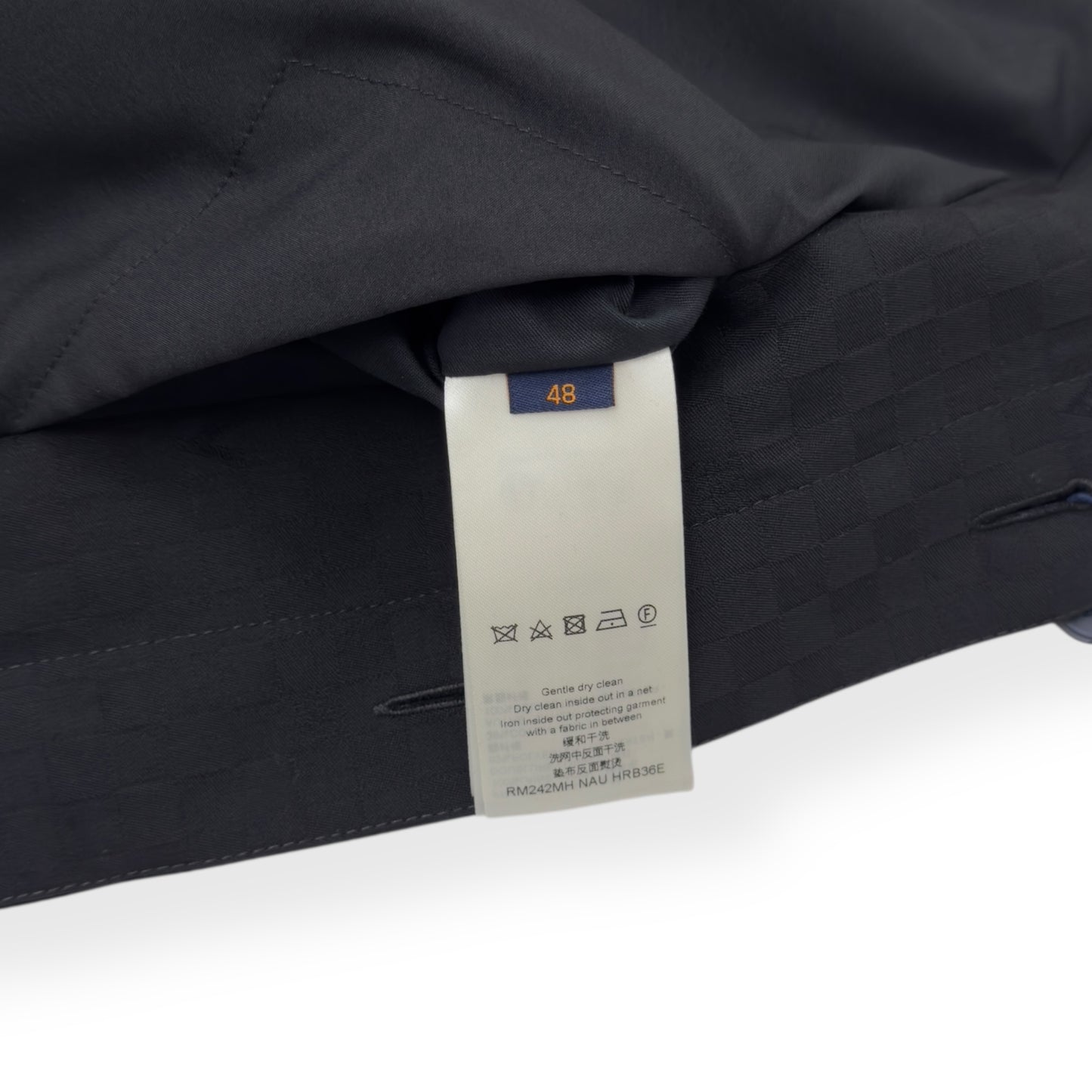 LOUIS VUITTON DAMIER OPEN COLLAR WOOL JACKET BLACK 48 / S