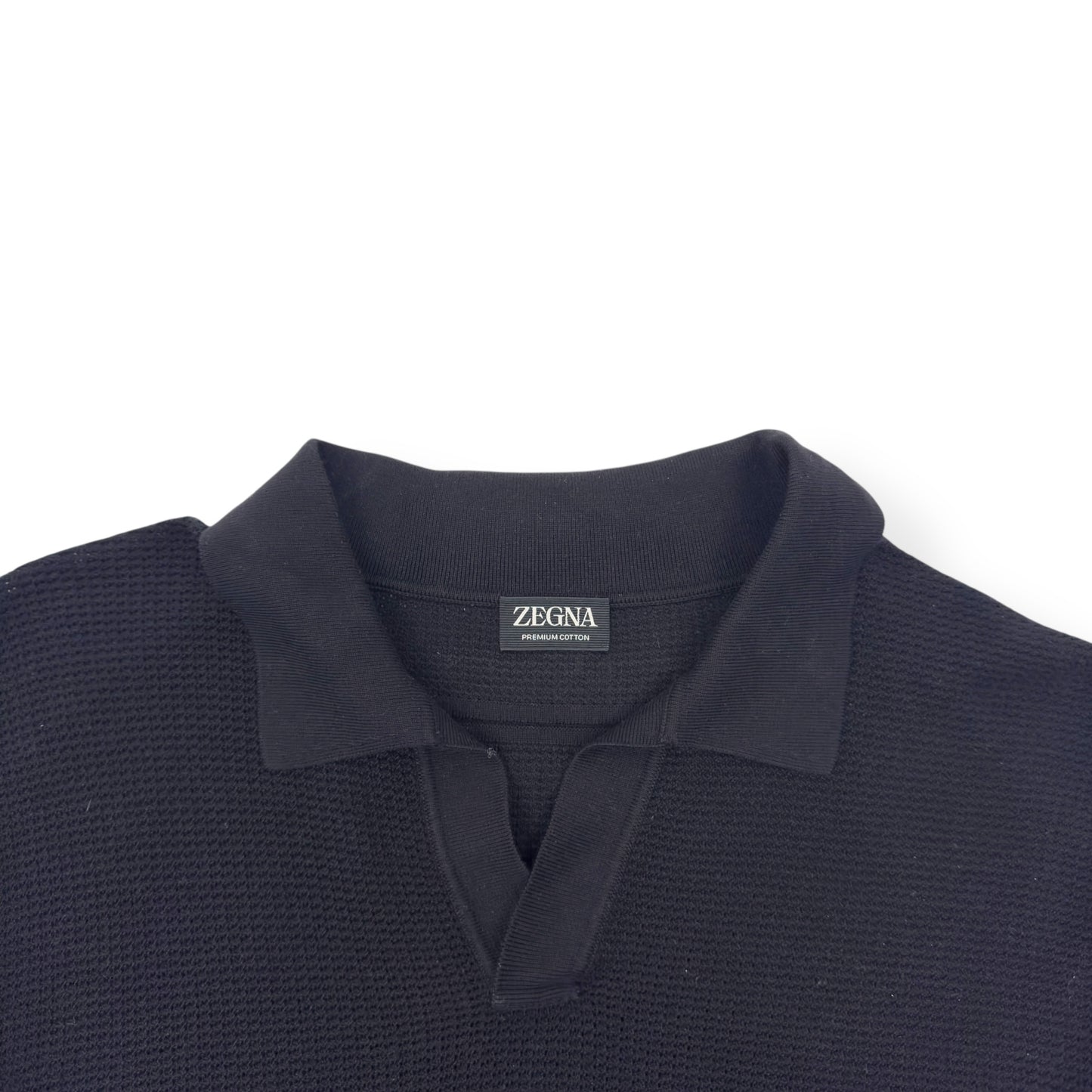 ZEGNA PREMIUM COTTON POLO SHIRT BLACK 50 / M