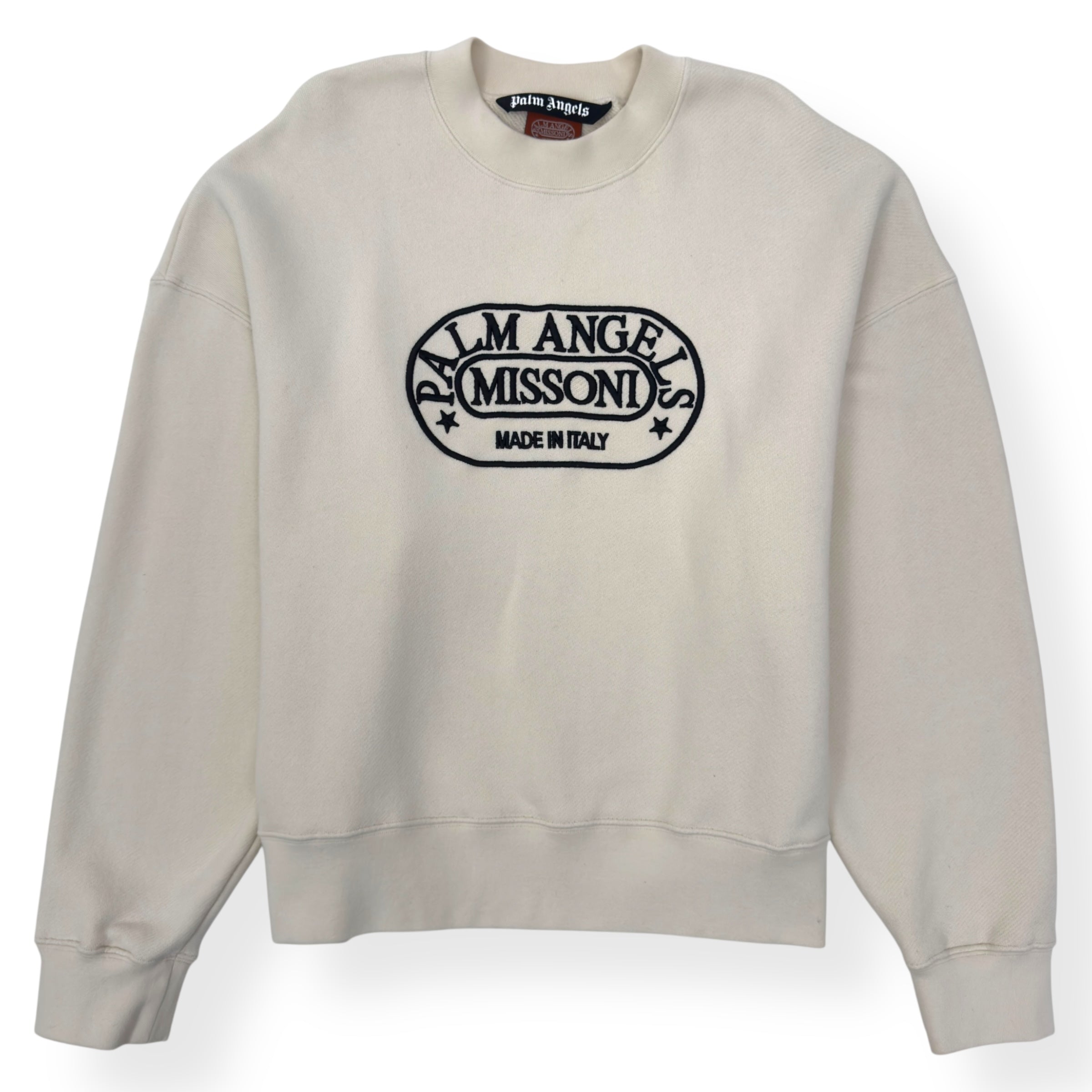 PALM ANGELS X MISSONI HERITAGE CREW SWEATSHIRT CREAM M