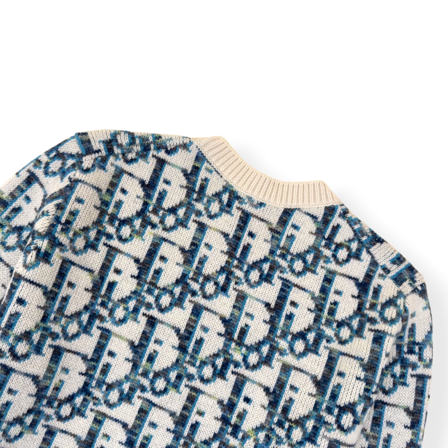 DIOR OBLIQUE VIRGIN WOOL JACQUARD SWEATER BLUE / WHITE XXL