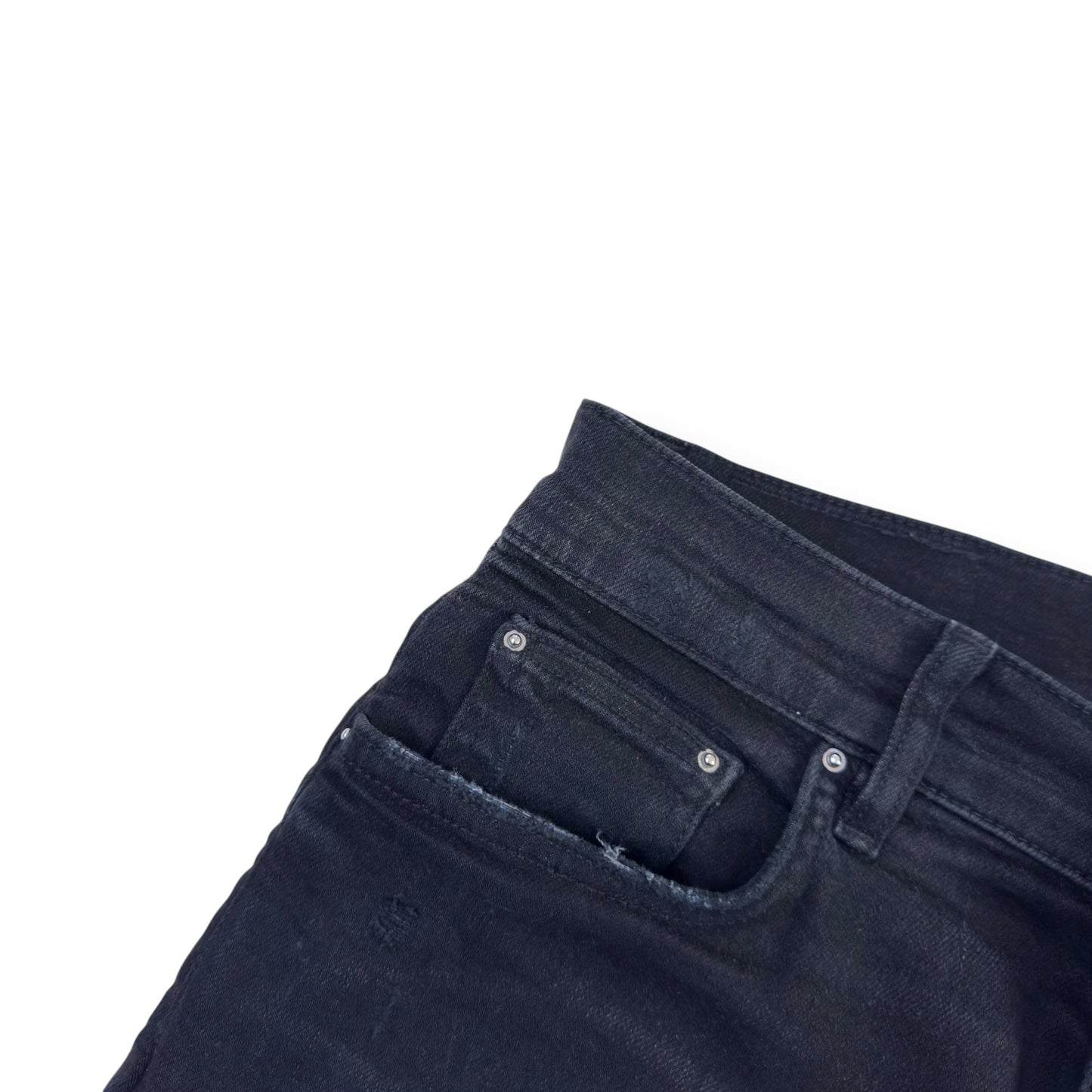 AMIRI MX1 SKINNY FIT LEATHER PATCH DENIM JEANS BLACK W32"