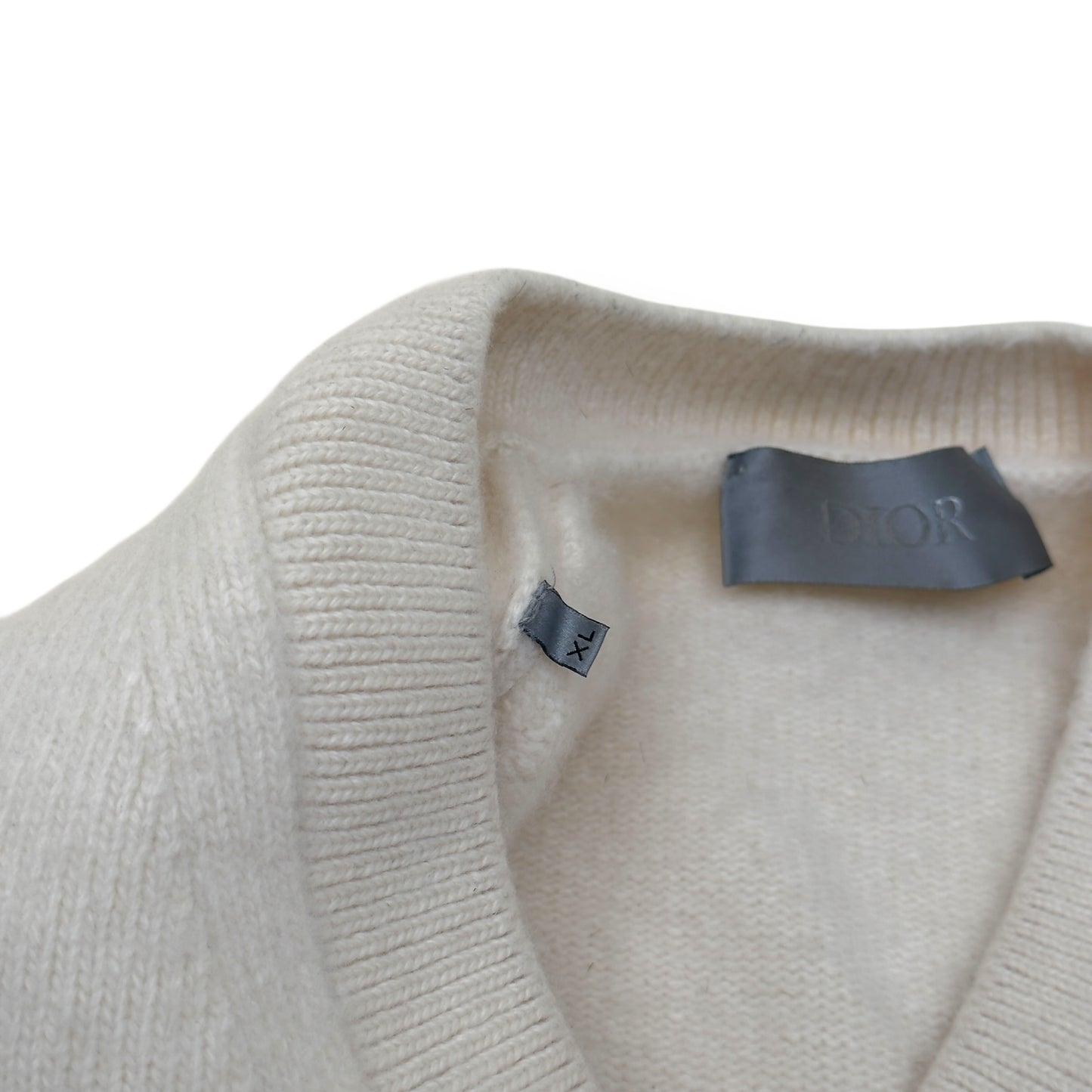 DIOR LOGO-KNIT WOOL VEST CREAM / MULTICOLOURED XL