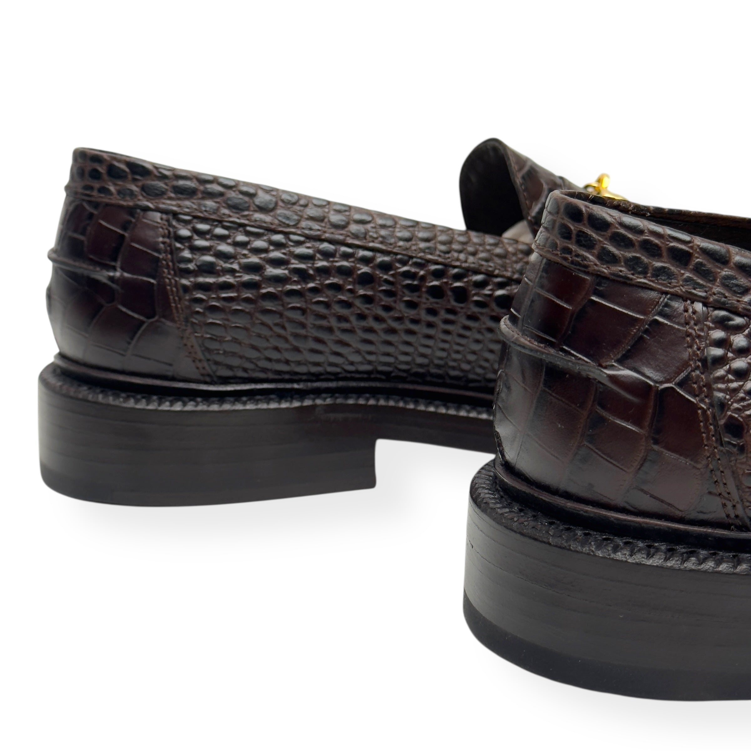 BLACKSTOCK & WEBER THE MASON HORSE BIT LOAFER WALNUT CROC  US6 / UK5
