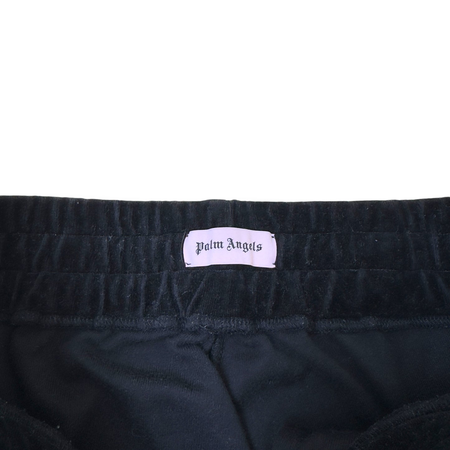 PALM ANGELS VELOUR TRACK PANTS BLACK / WHITE M