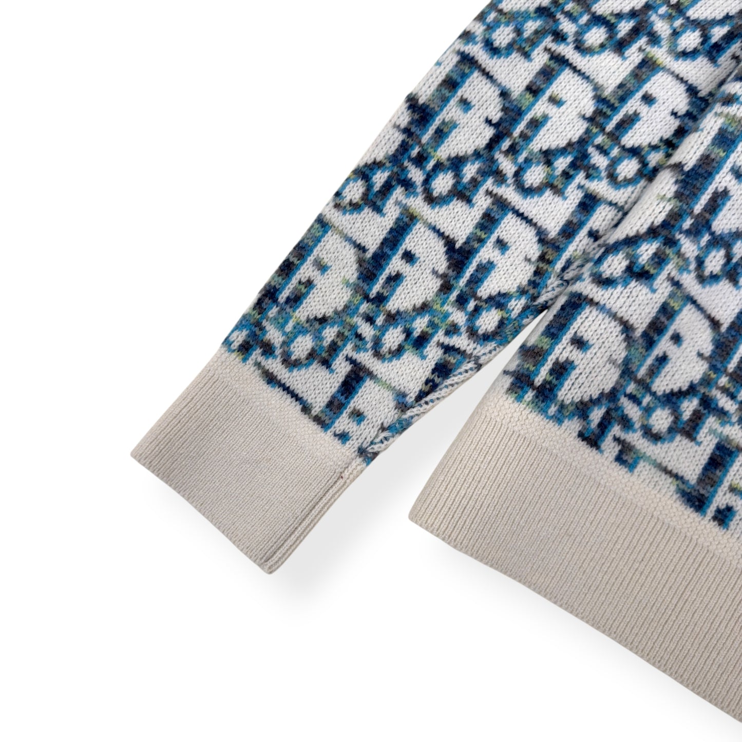 DIOR OBLIQUE VIRGIN WOOL JACQUARD SWEATER BLUE / WHITE XXL