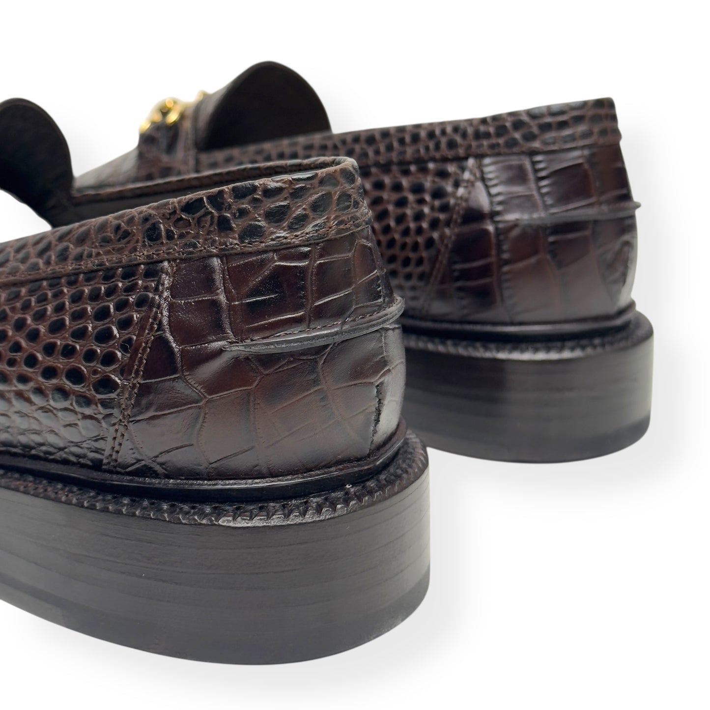 BLACKSTOCK & WEBER THE MASON HORSE BIT LOAFER WALNUT CROC  US6 / UK5