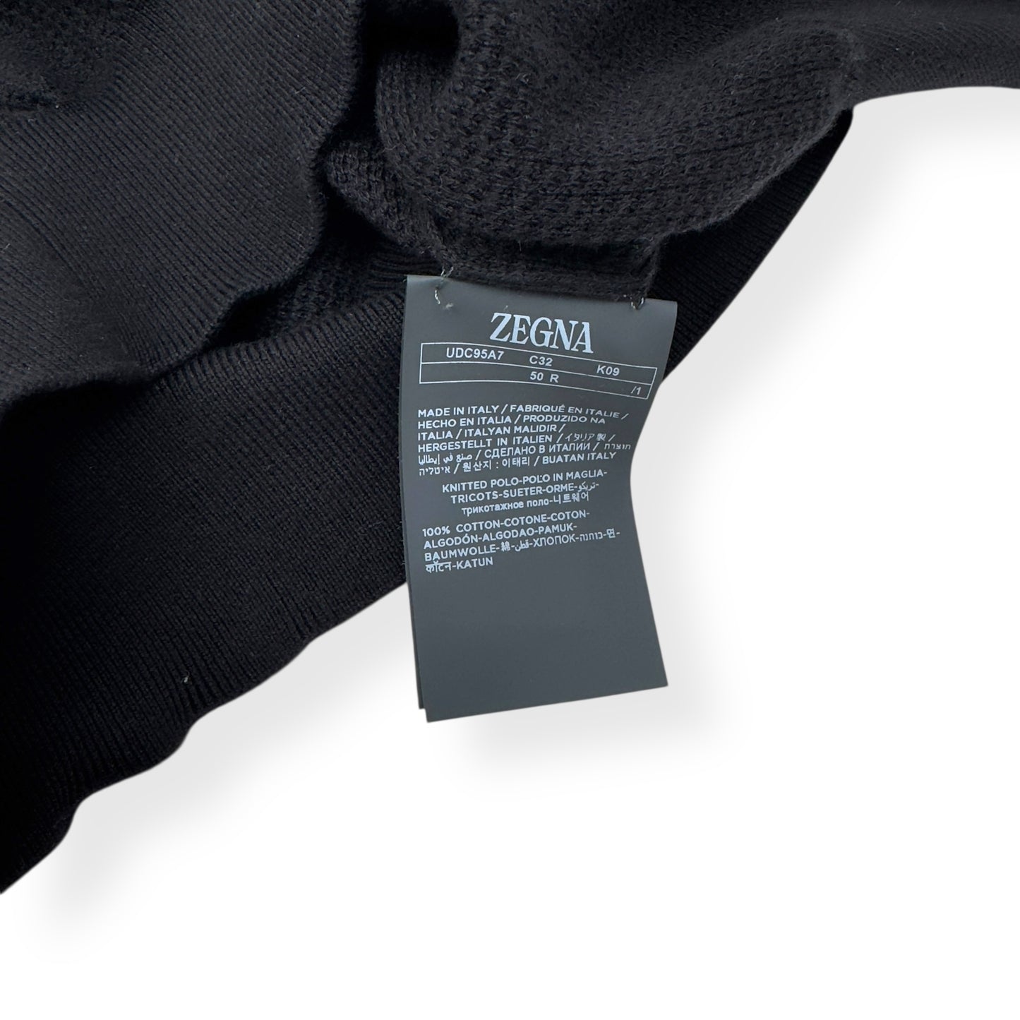 ZEGNA PREMIUM COTTON POLO SHIRT BLACK 50 / M