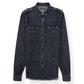 BALMAIN COTTON DENIM SHIRT BLACK / SILVER 39 / M
