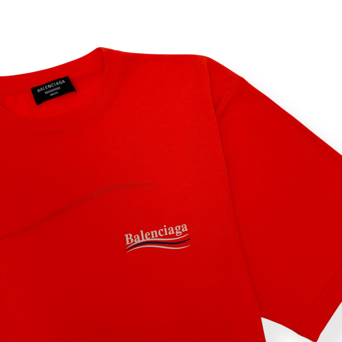 BALENCIAGA POLITICAL LOGO COTTON T-SHIRT ORANGE L