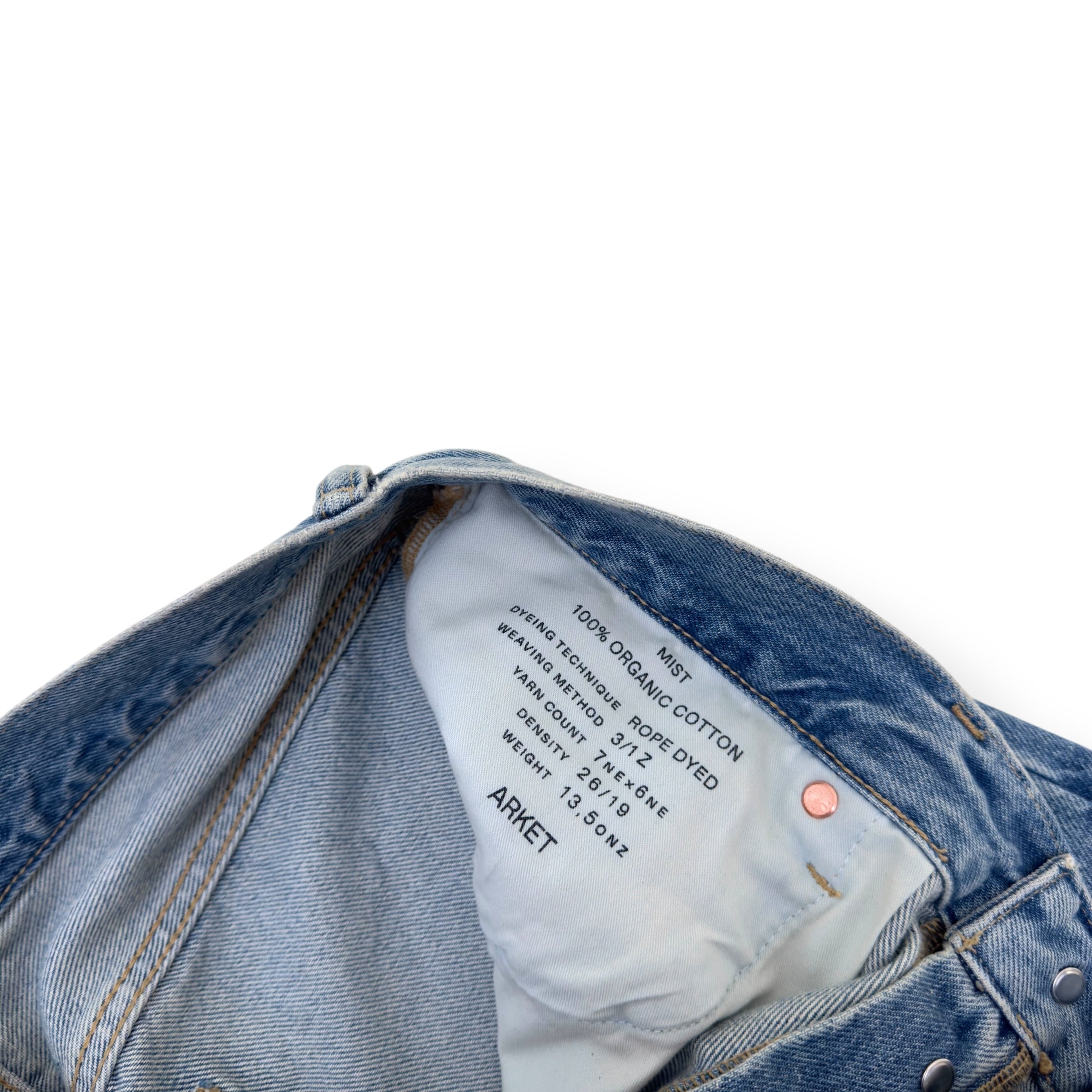 ARKET STRAIGHT LEG DENIM JEANS MID BLUE W32”