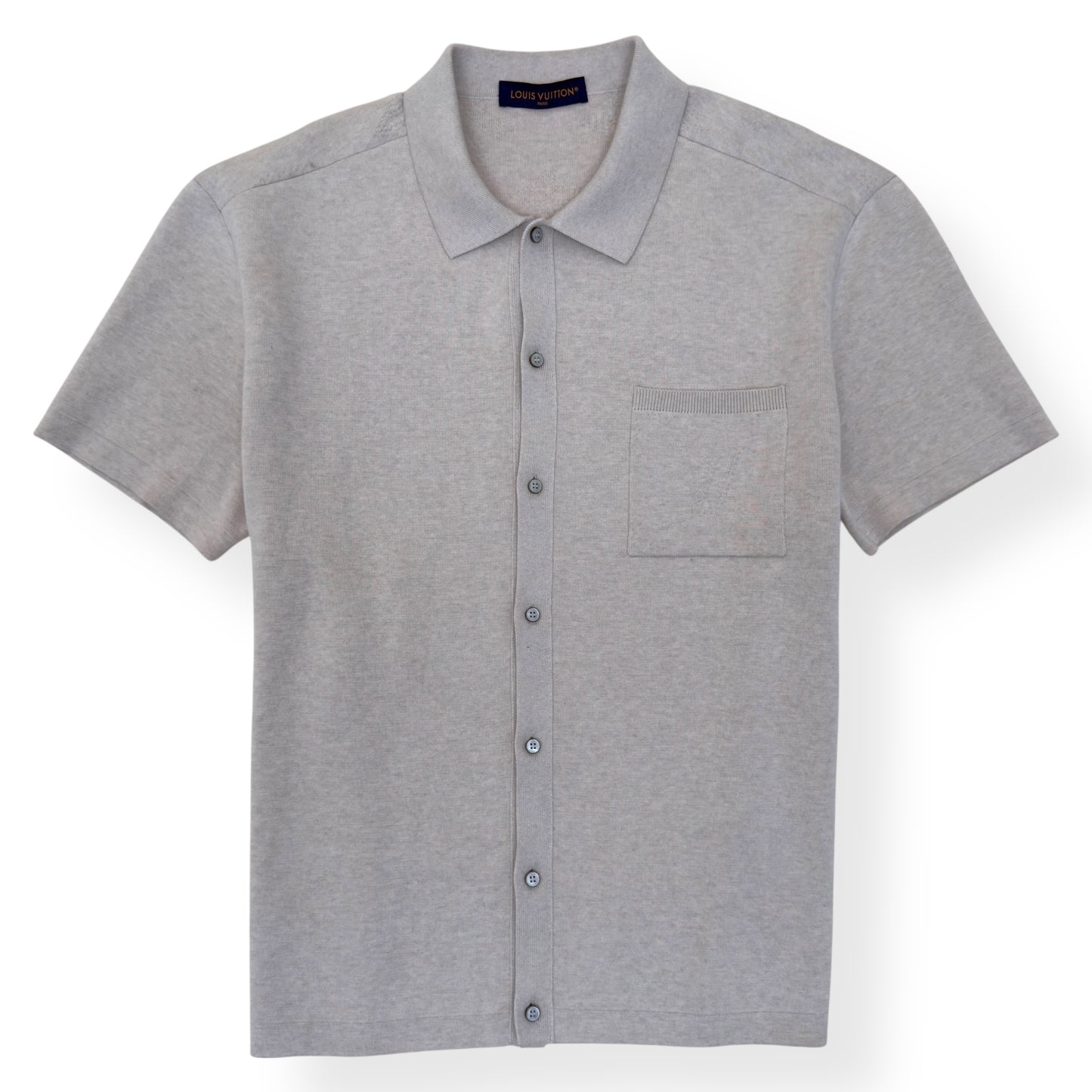 LOUIS VUITTON EMBOSSED LOGO SHORT-SLEEVE KNIT SHIRT CREAM XXL