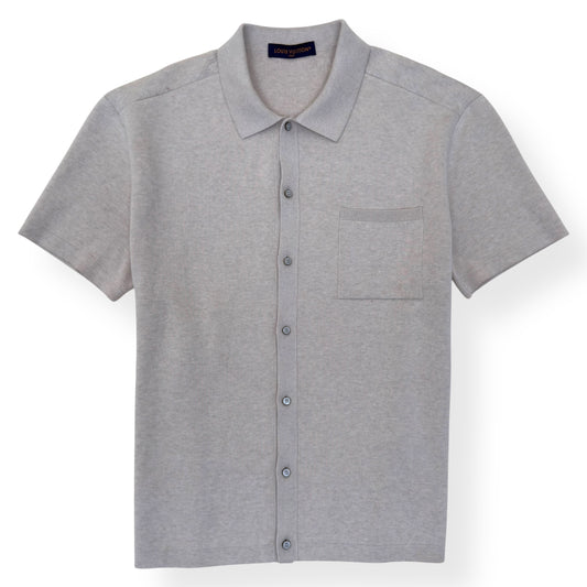 LOUIS VUITTON EMBOSSED LOGO SHORT-SLEEVE KNIT SHIRT CREAM XXL