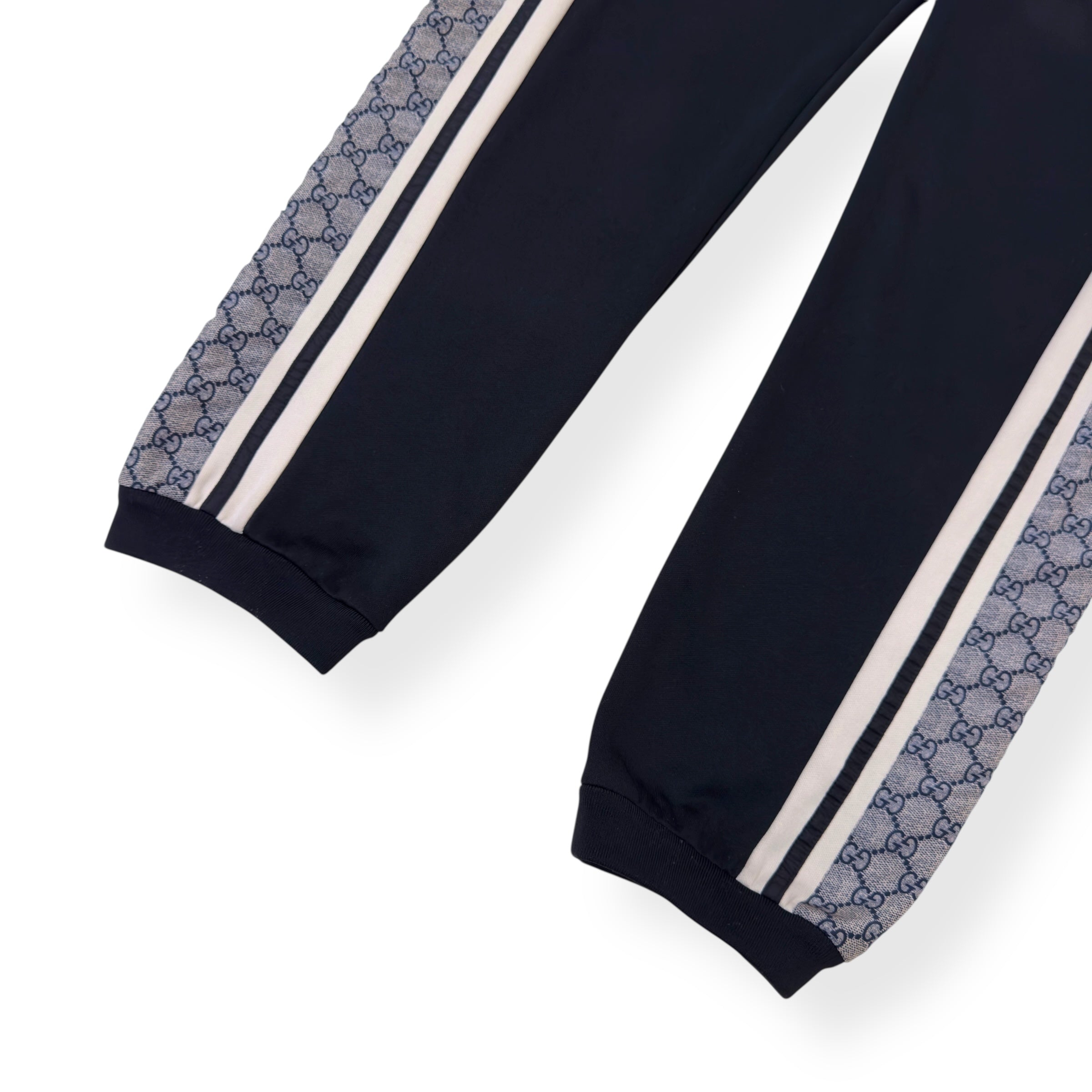 GUCCI TECHNICAL JERSEY TRACK PANTS BLACK / GREY M