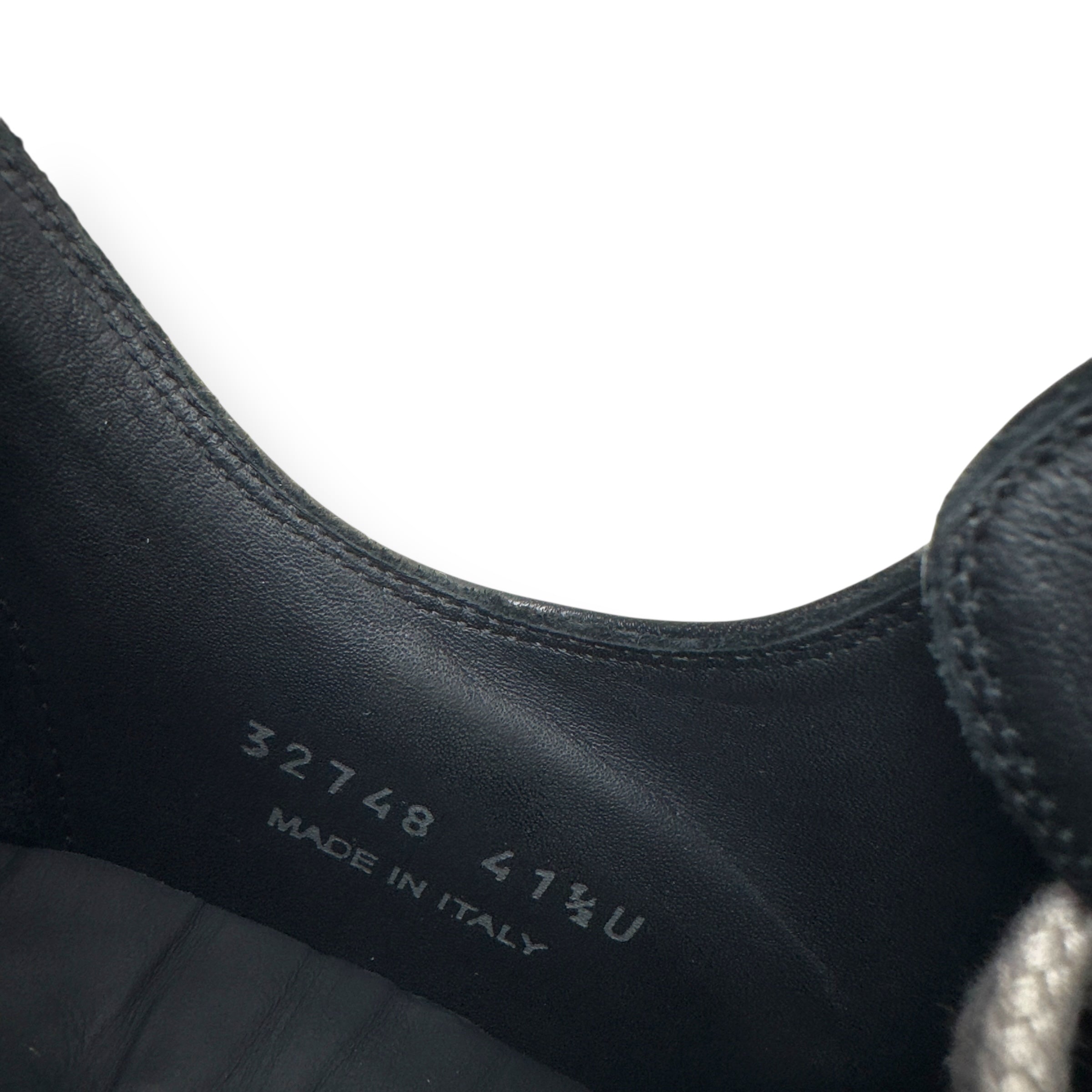 RICK OWENS JUMBO LACE LEATHER SNEAKER BLACK / MILK 41.5 / UK7.5