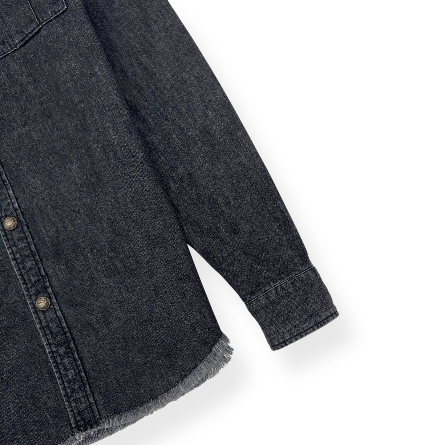 BALMAIN COTTON DENIM SHIRT BLACK / SILVER 39 / M