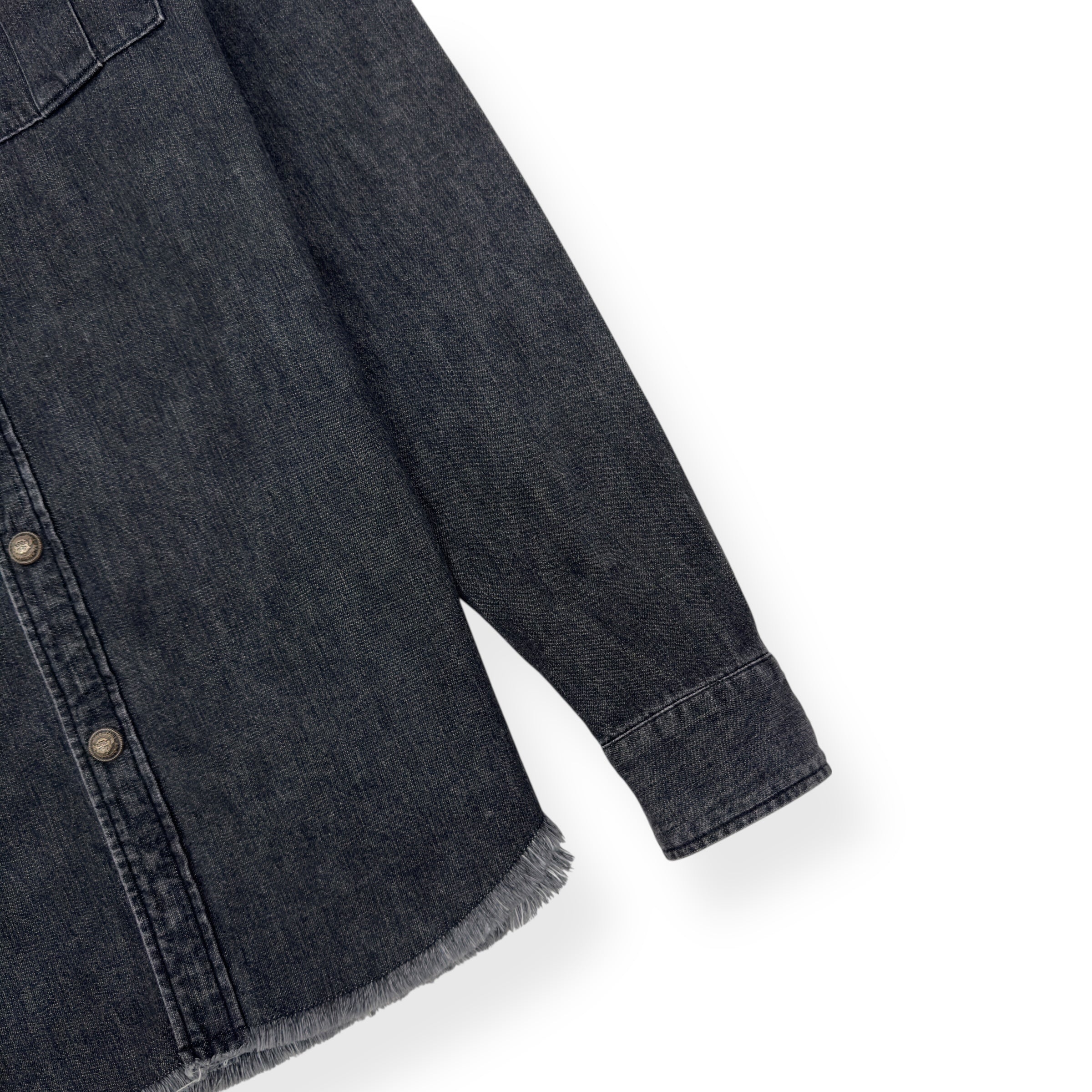 BALMAIN COTTON DENIM SHIRT BLACK / SILVER 39 / M