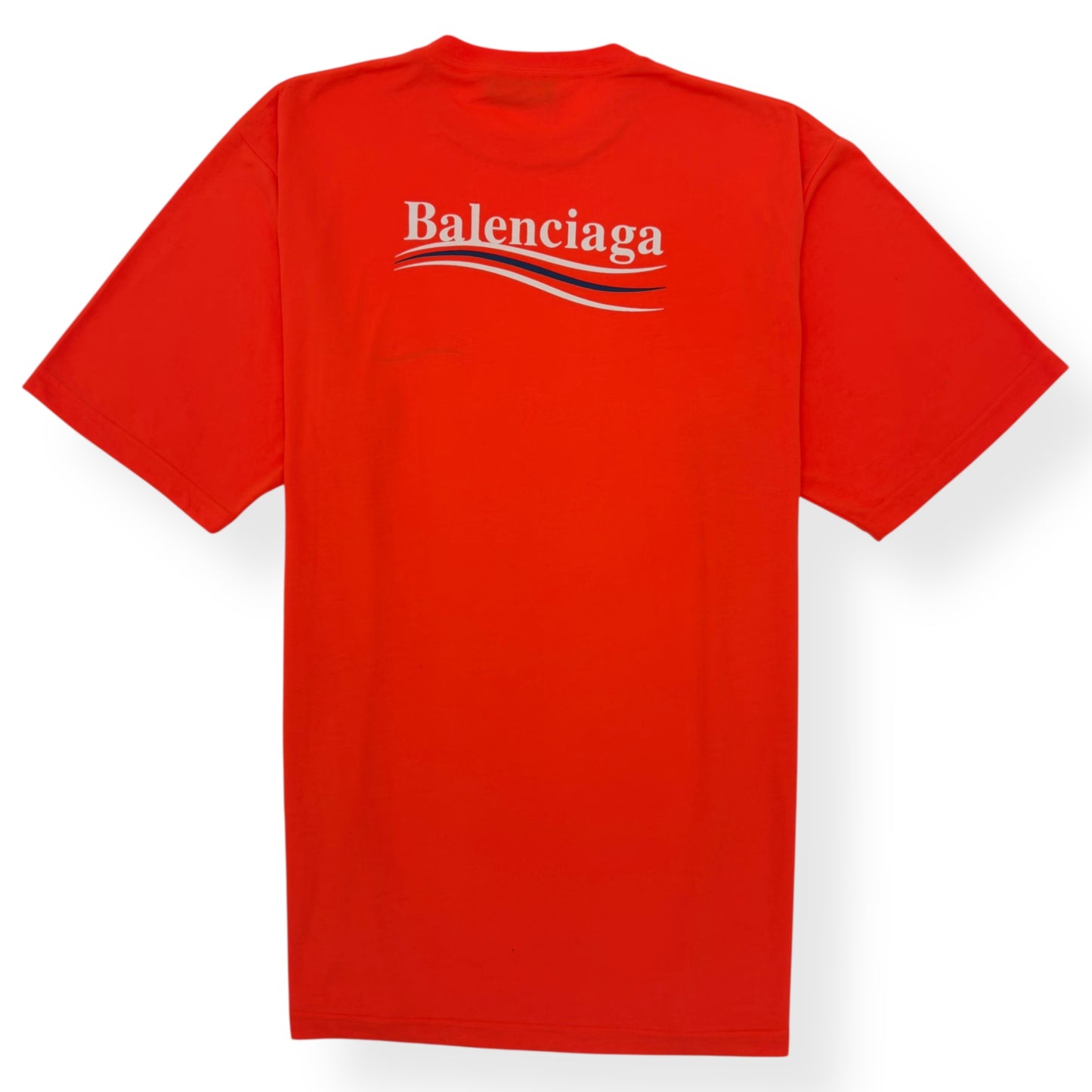 BALENCIAGA POLITICAL LOGO COTTON T-SHIRT ORANGE L