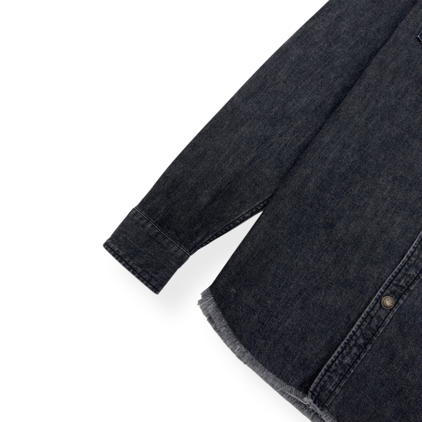 BALMAIN COTTON DENIM SHIRT BLACK / SILVER 39 / M