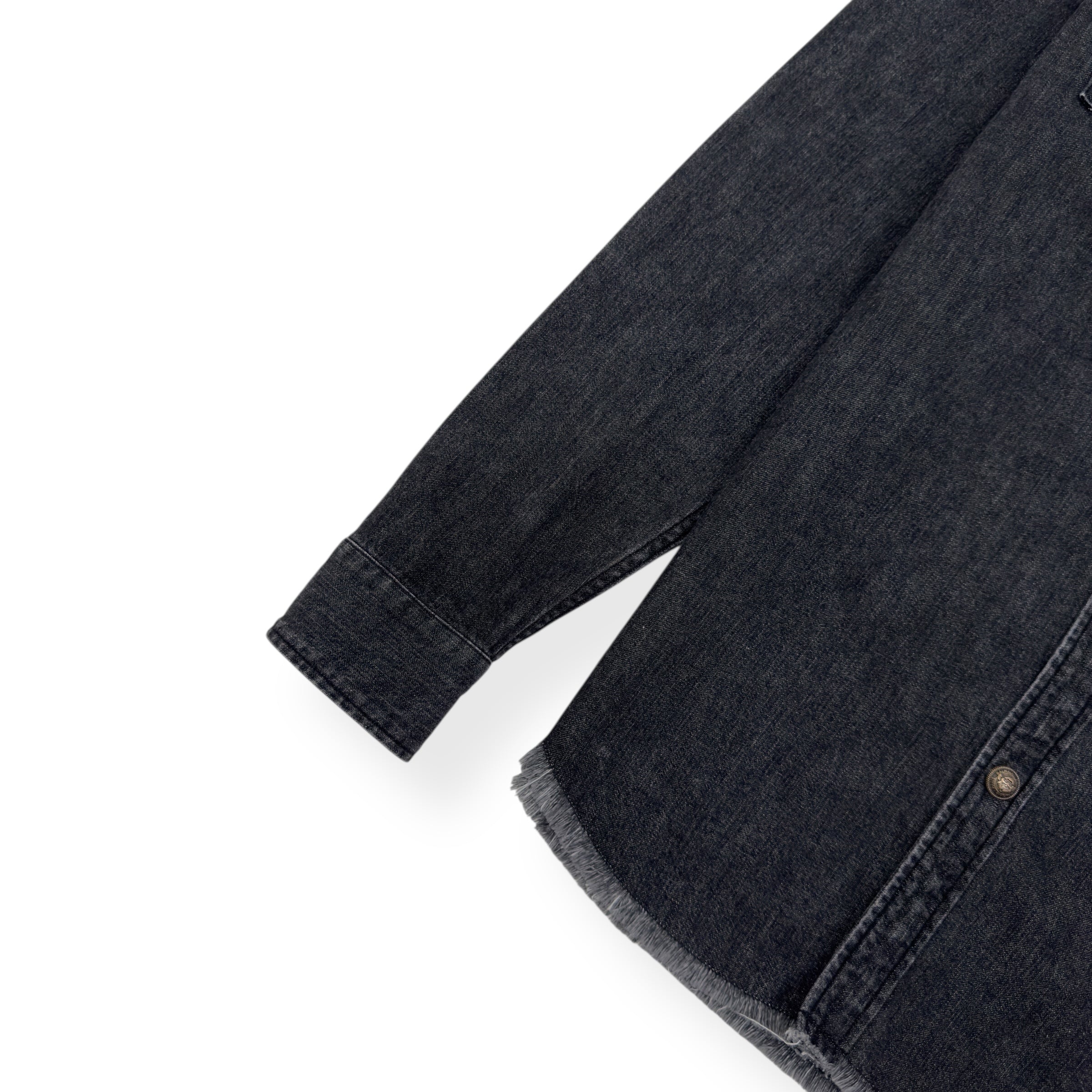 BALMAIN COTTON DENIM SHIRT BLACK / SILVER 39 / M