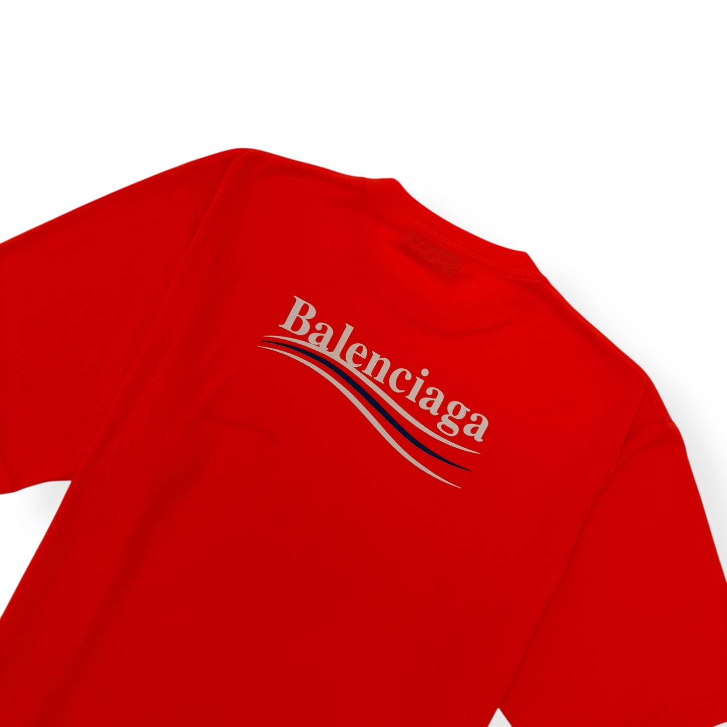 BALENCIAGA POLITICAL LOGO COTTON T-SHIRT ORANGE L