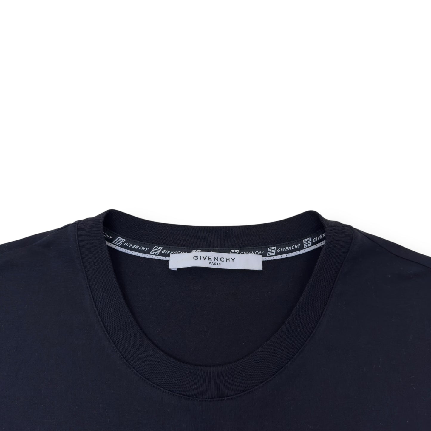GIVENCHY DISTRESSED LOGO COTTON CREW-NECK T-SHIRT BLACK / WHITE XXL