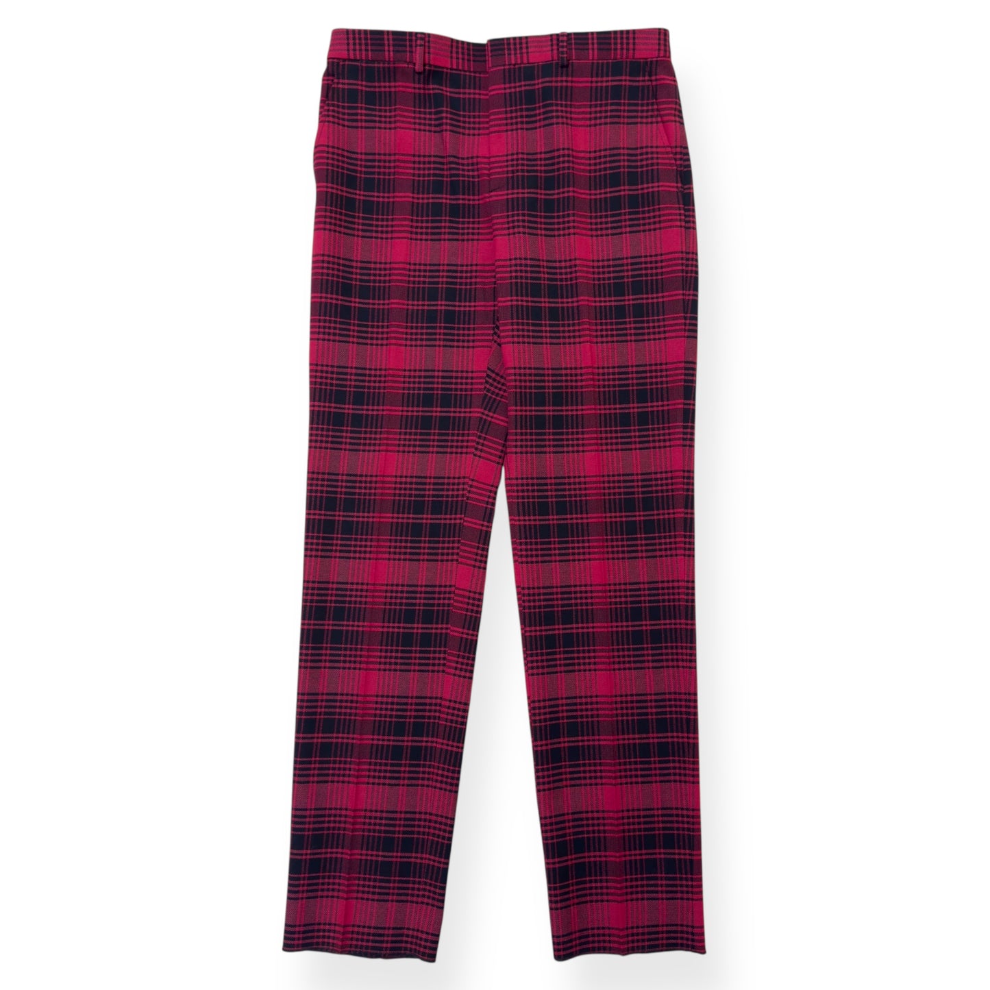 VALENTINO GARAVANI CHECKED WOOL BLEND TROUSERS RED / BLACK 50 / L