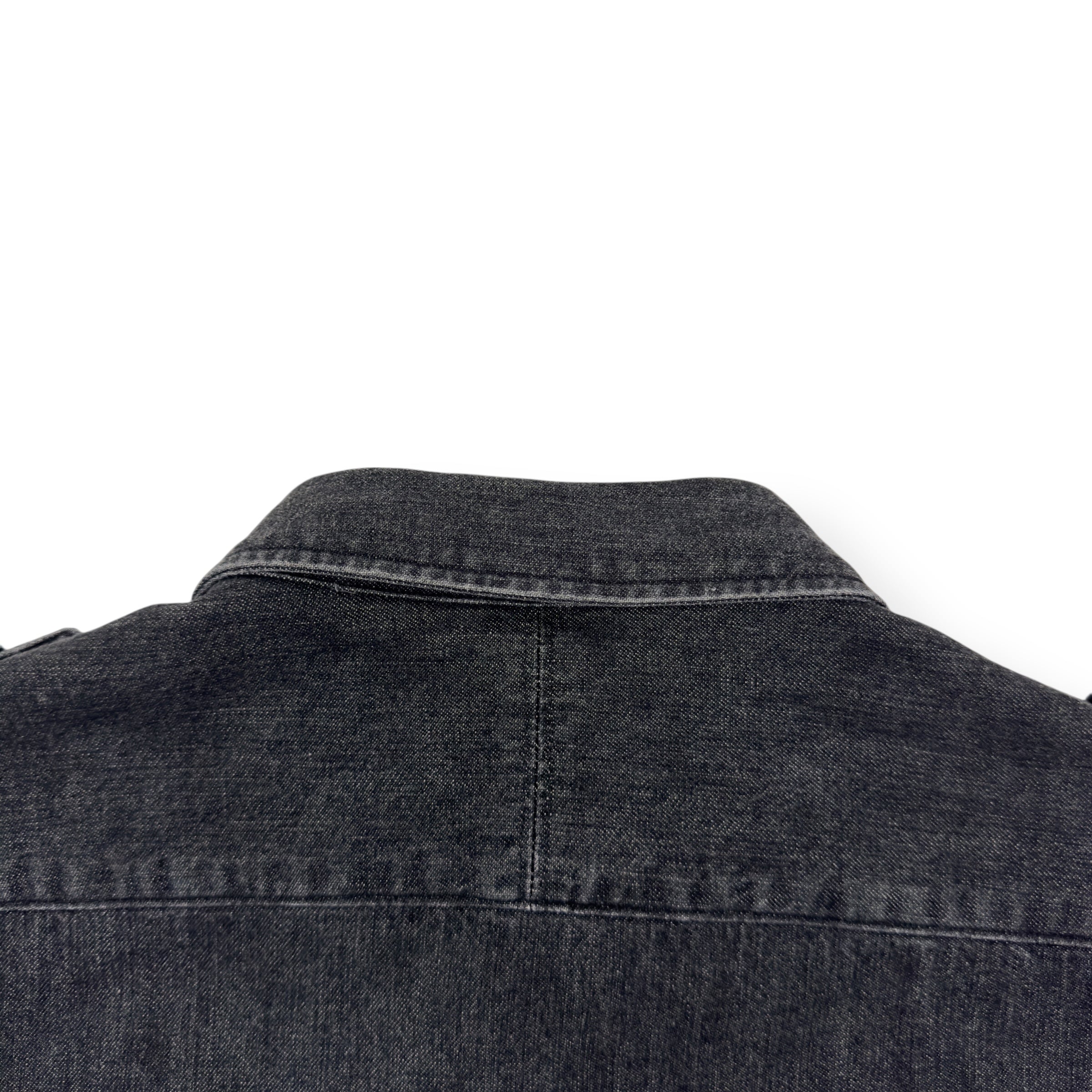 BALMAIN COTTON DENIM SHIRT BLACK / SILVER 39 / M