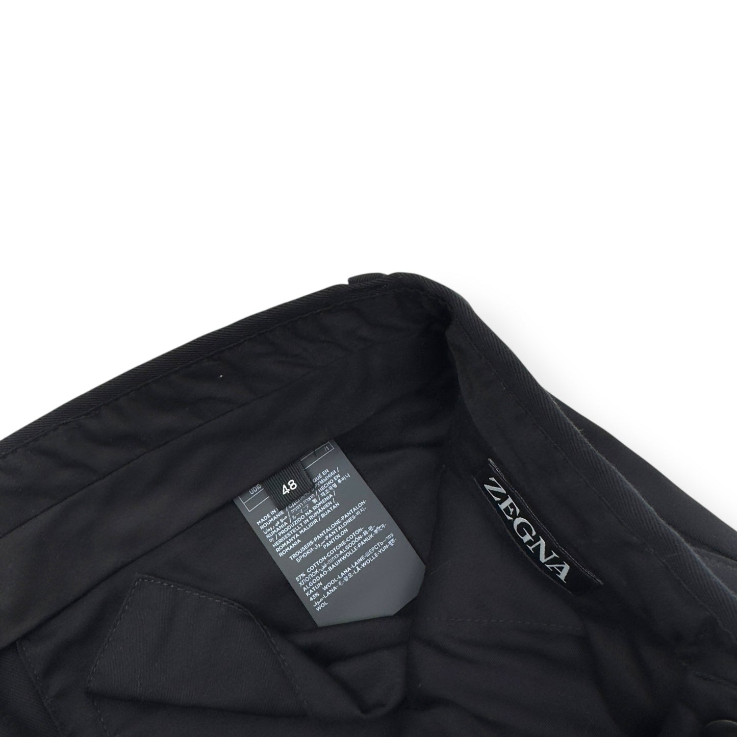 ZEGNA COTTON AND WOOL TROUSERS BLACK 48 / S