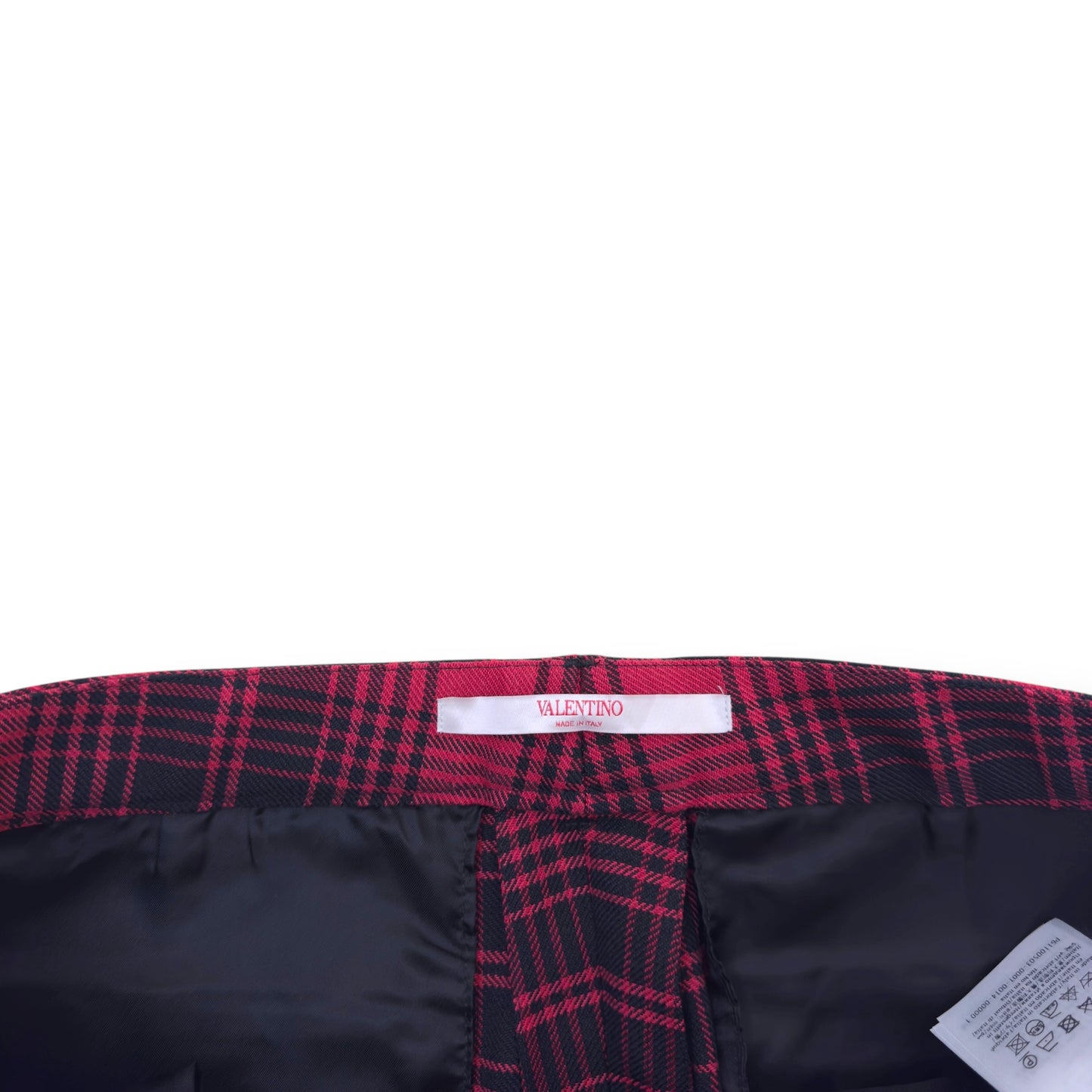 VALENTINO GARAVANI CHECKED WOOL BLEND TROUSERS RED / BLACK 50 / L