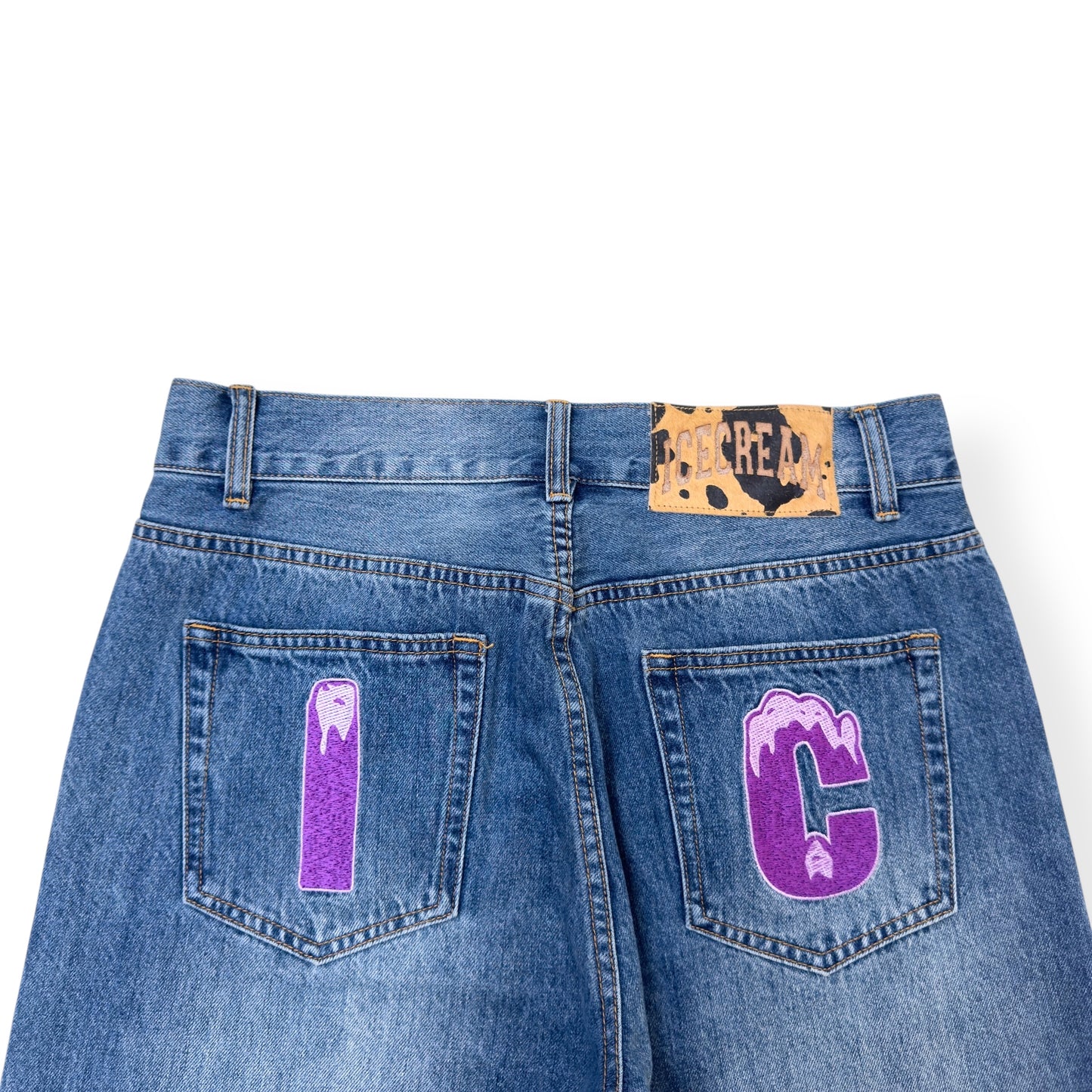 ICECREAM RUNNING DOG DENIM JEANS BLUE / PURPLE W32”