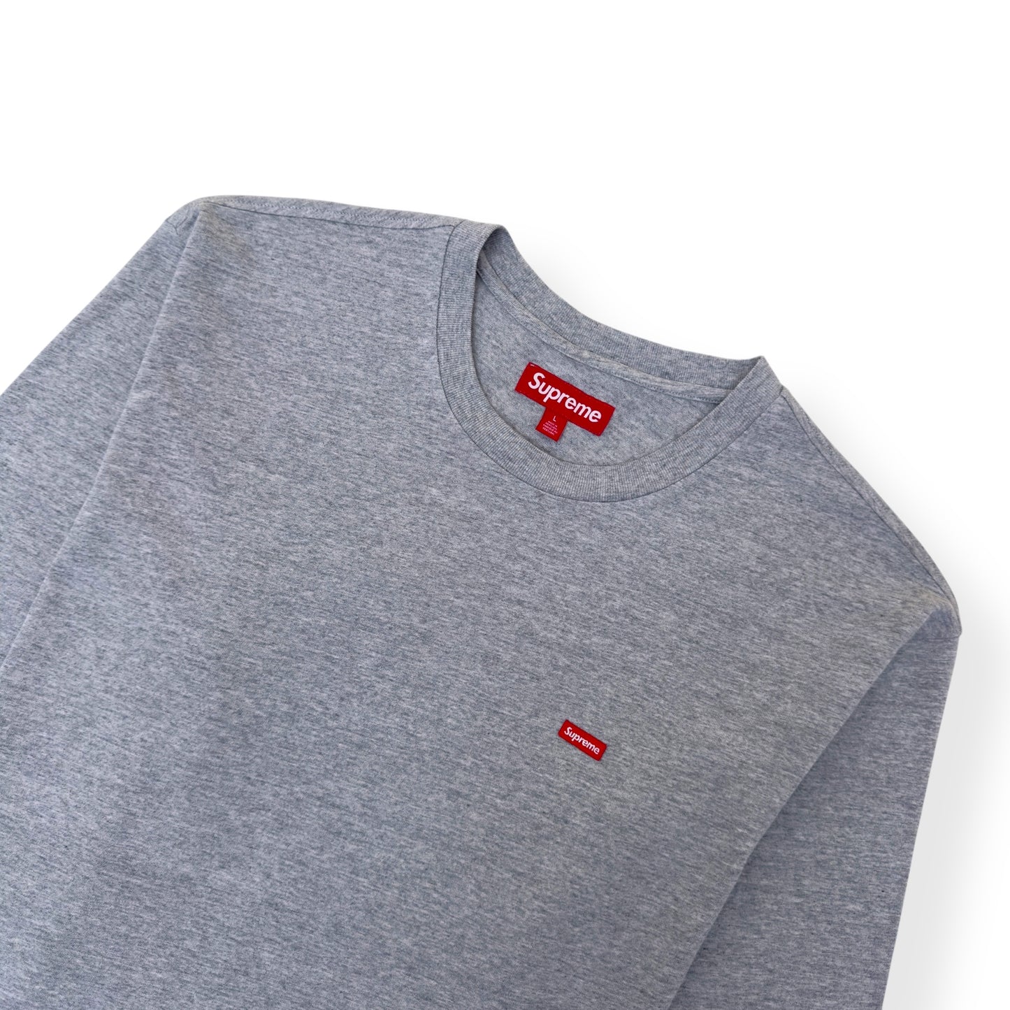 SUPREME SMALL BOX LOGO COTTON T-SHIRT GREY / RED L