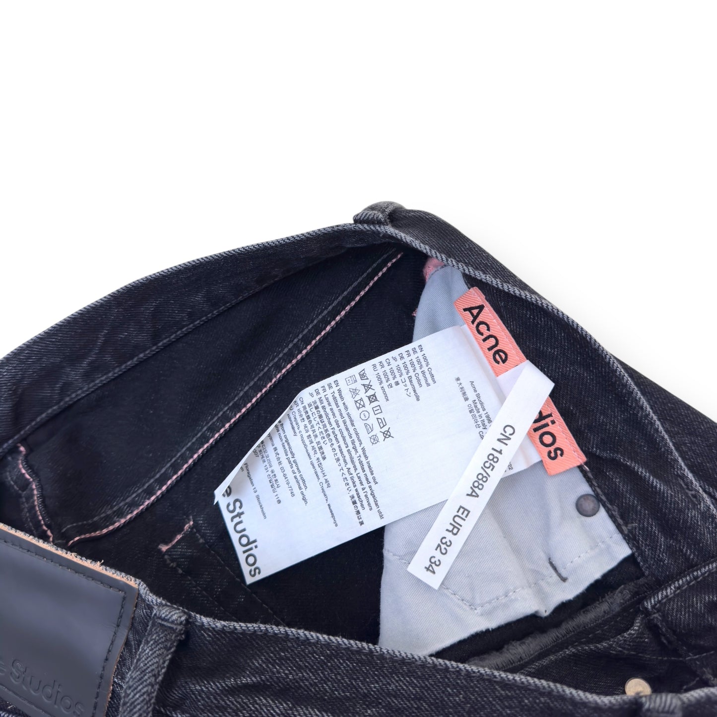 ACNE STUDIOS REGULAR FIT DENIM JEANS BLACK W32”