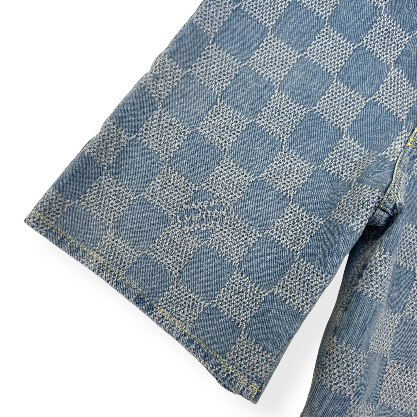 LOUIS VUITTON DAMIER 3D LIGHT DENIM SHORTS INDIGO W34”