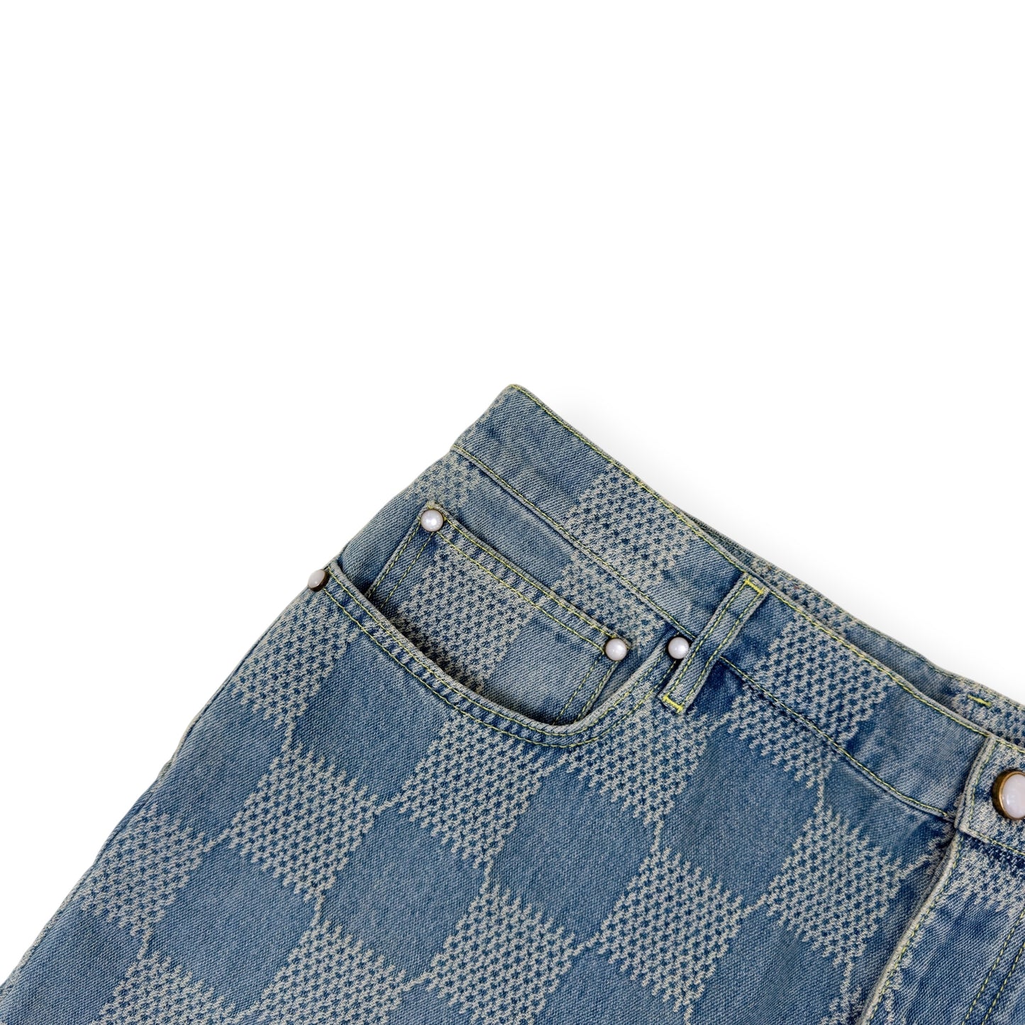 LOUIS VUITTON DAMIER 3D LIGHT DENIM SHORTS INDIGO W34”