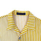 LOUIS VUITTON STRIPED PATCHWORK SHORT SLEEVE SHIRT YELLOW XL