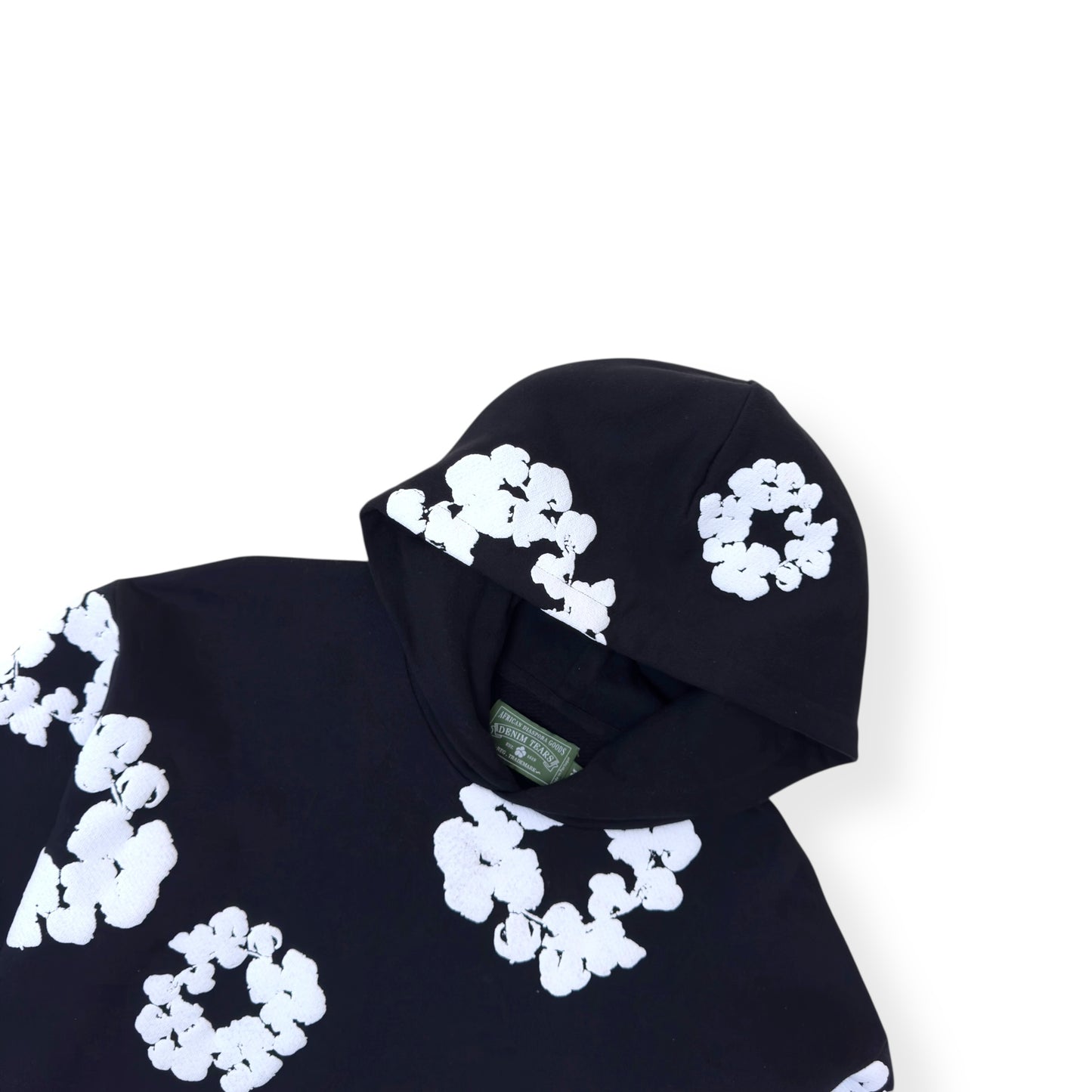 DENIM TEARS THE COTTON WREATH HOODIE BLACK / WHITE M