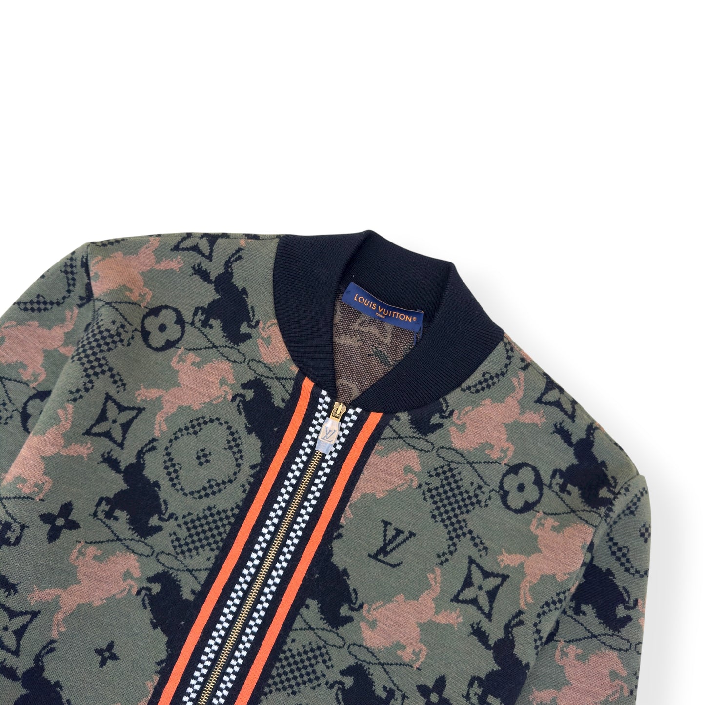 LOUIS VUITTON WOOL BOMBER BLOUSON LUXURY GREEN XXL