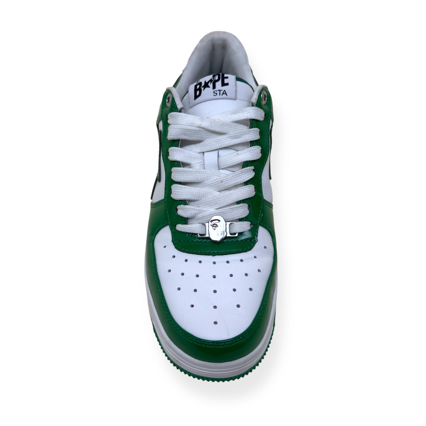A BATHING APE BAPE STA LOW TOP SNEAKER GREEN / WHITE UK8.5