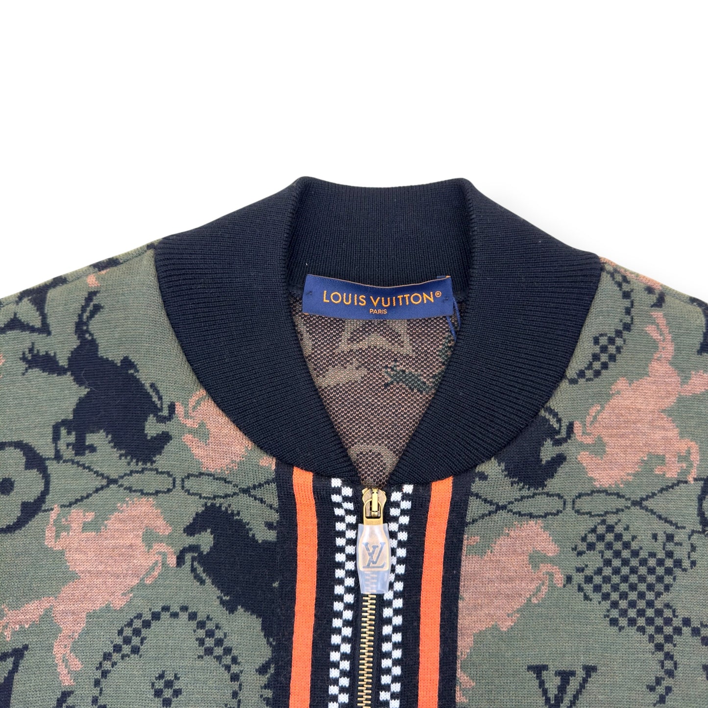 LOUIS VUITTON WOOL BOMBER BLOUSON LUXURY GREEN XXL