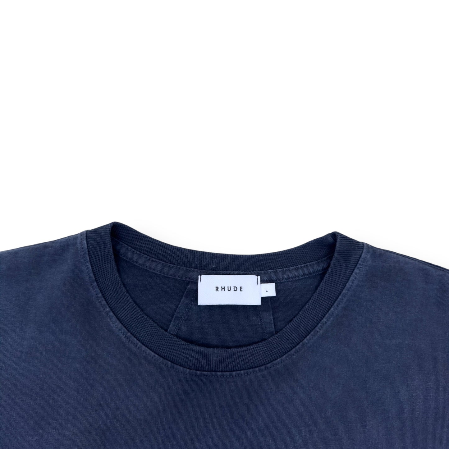 RHUDE SQUARE LOGO T-SHIRT VINTAGE BLUE L