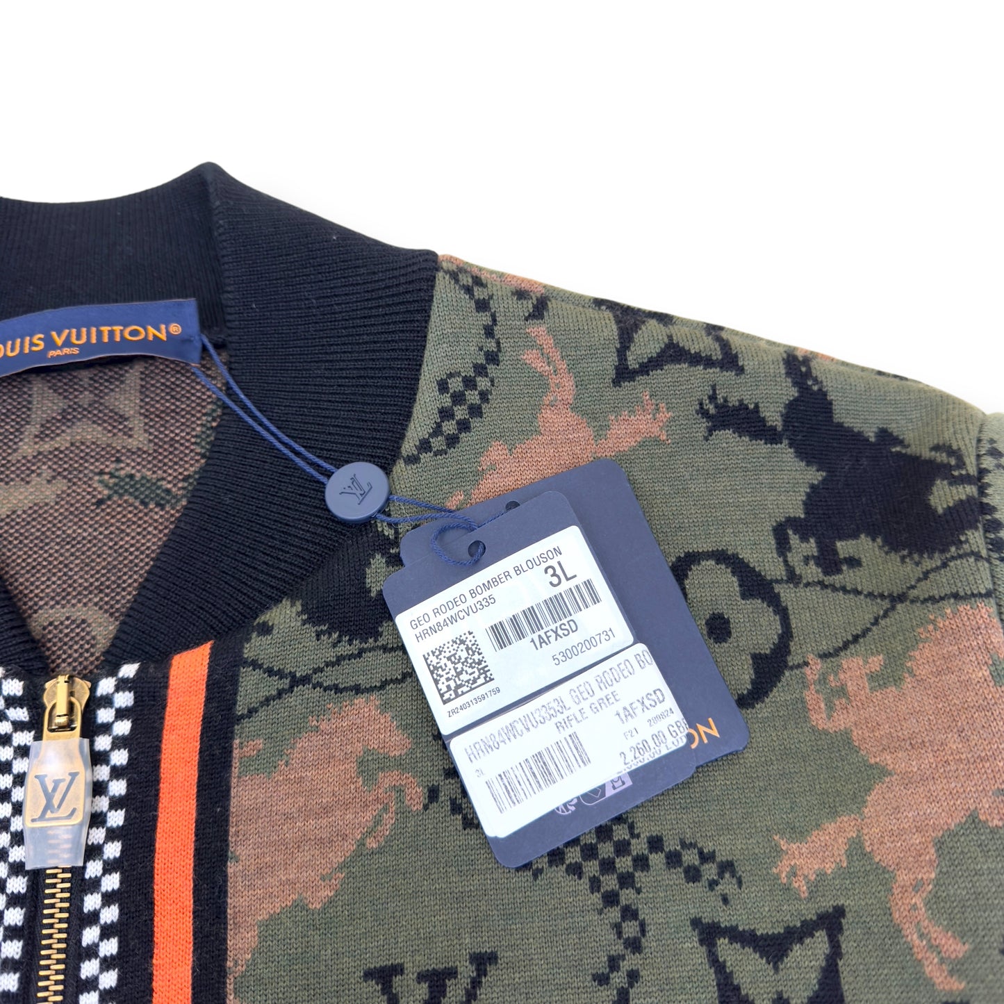 LOUIS VUITTON WOOL BOMBER BLOUSON LUXURY GREEN XXL