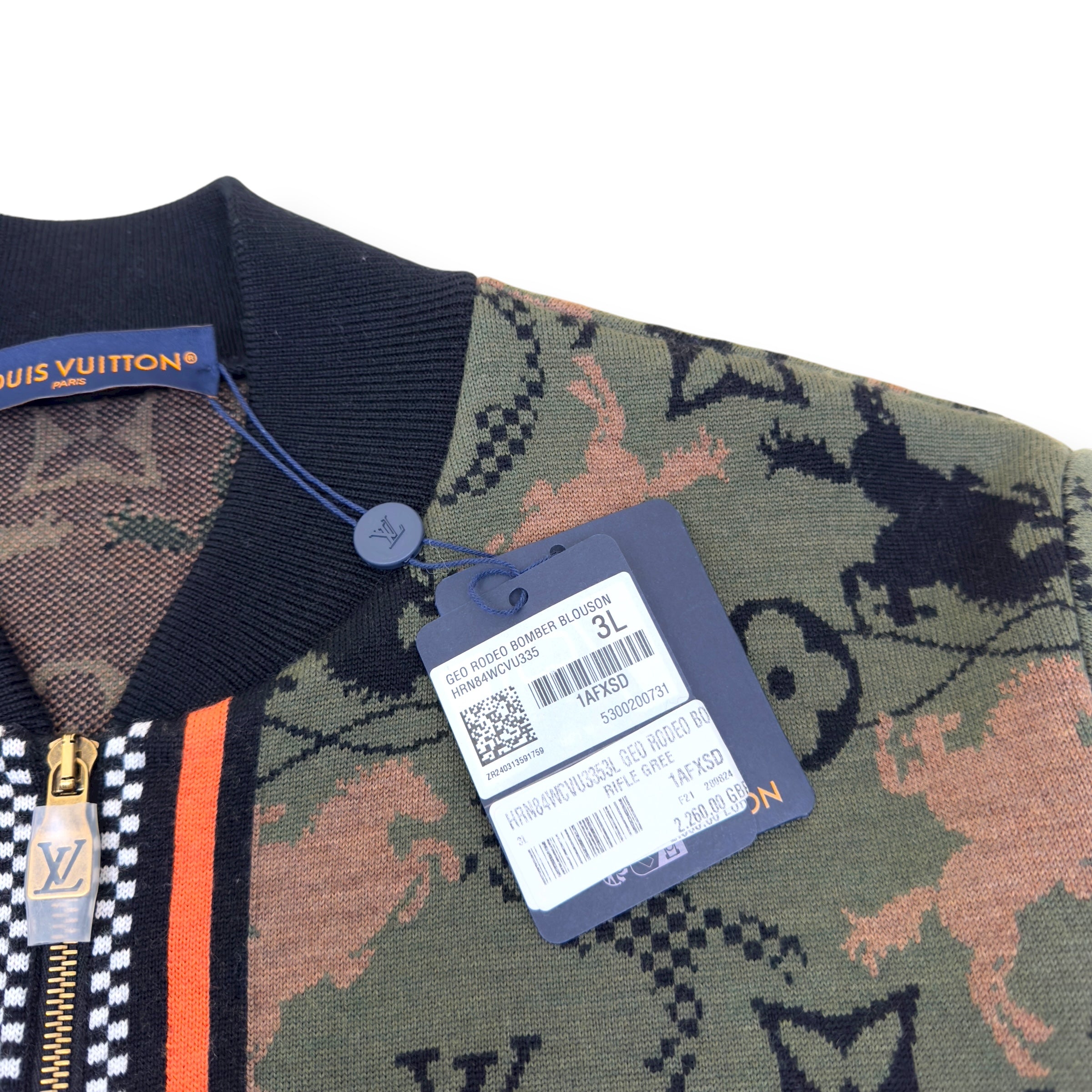LOUIS VUITTON WOOL BOMBER BLOUSON LUXURY GREEN XXL