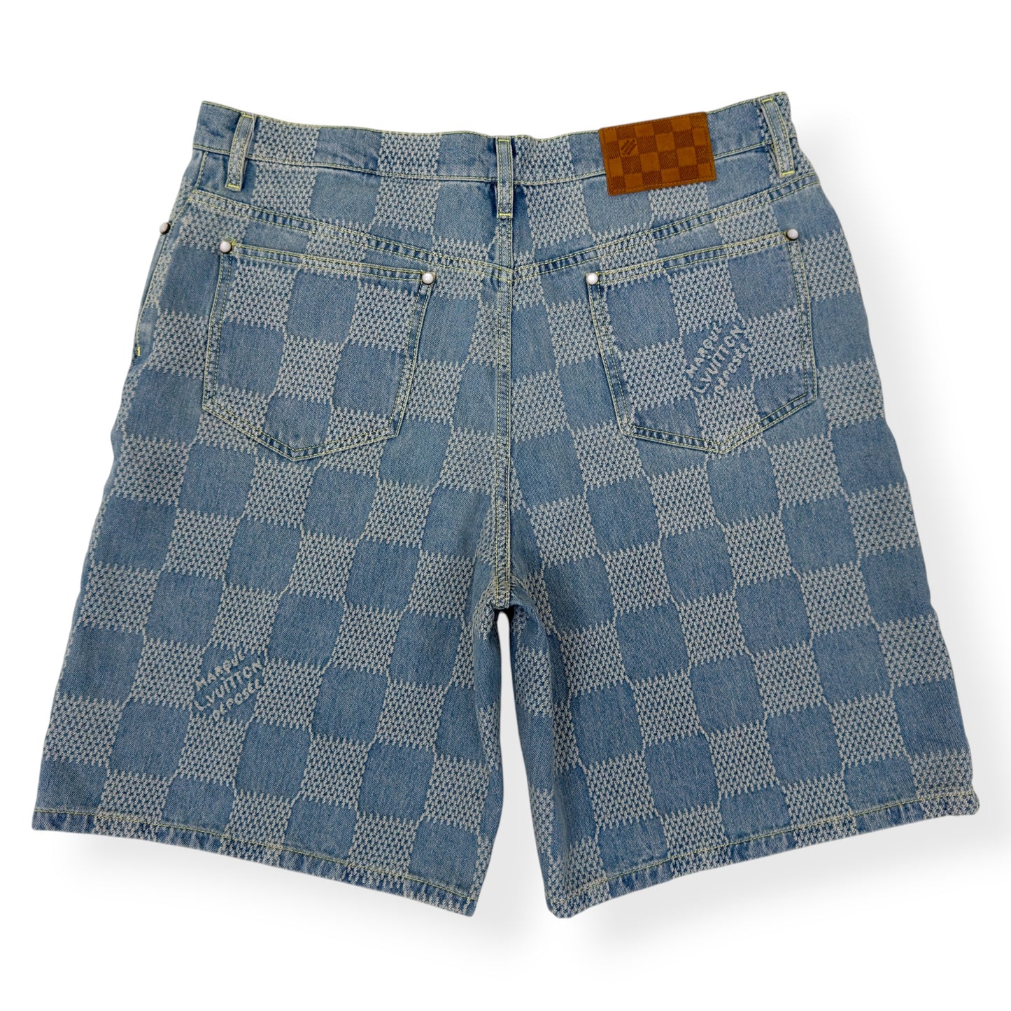 LOUIS VUITTON DAMIER 3D LIGHT DENIM SHORTS INDIGO W34”
