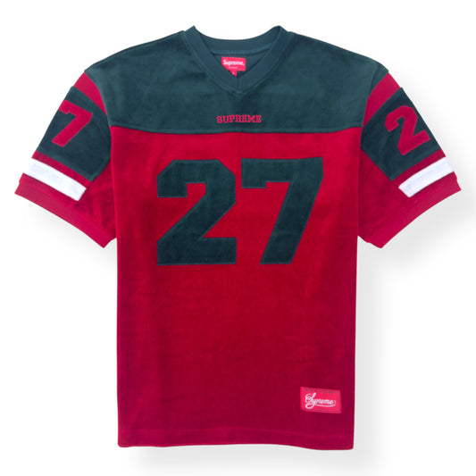 SUPREME VELOUR FOOTBALL JERSEY RED / GREEN L